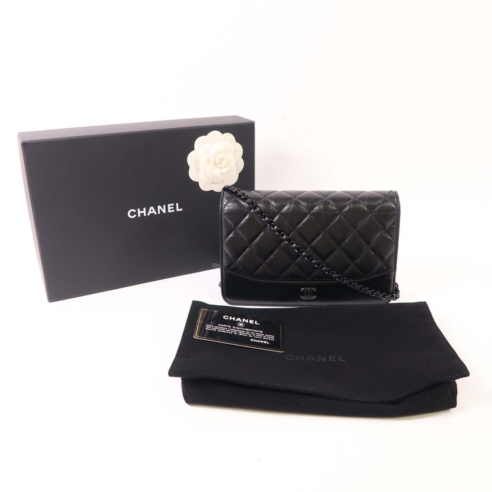 CHANEL 牛皮皮革Gabrielle WOC鏈帶肩背袋