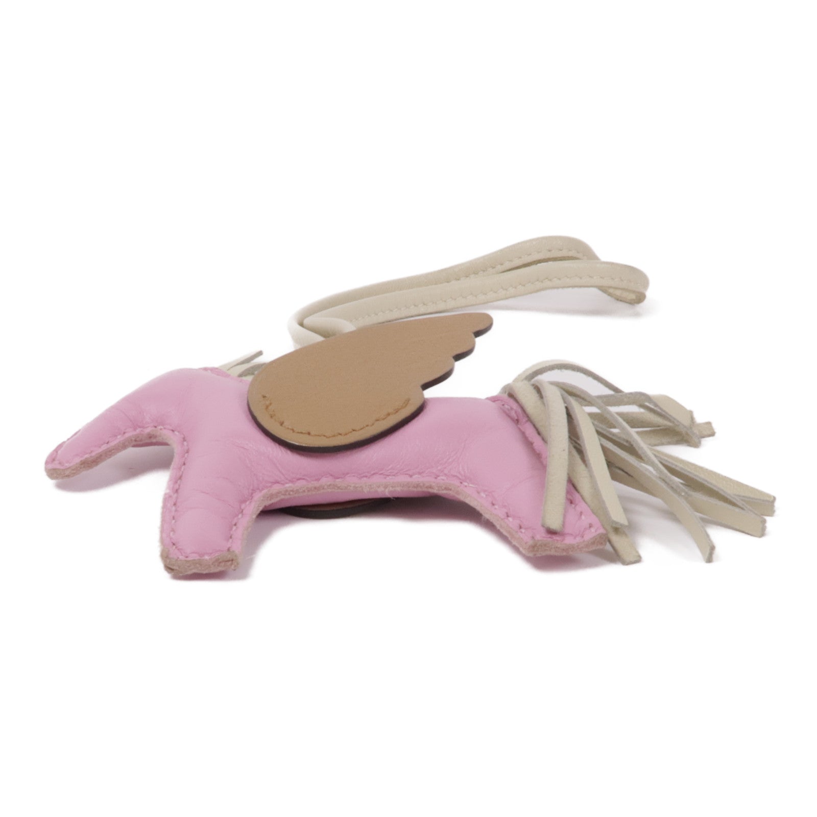 HERMES Milo皮革/Swift皮革Rodeo Pegase PM掛飾Mauve Sylvestre