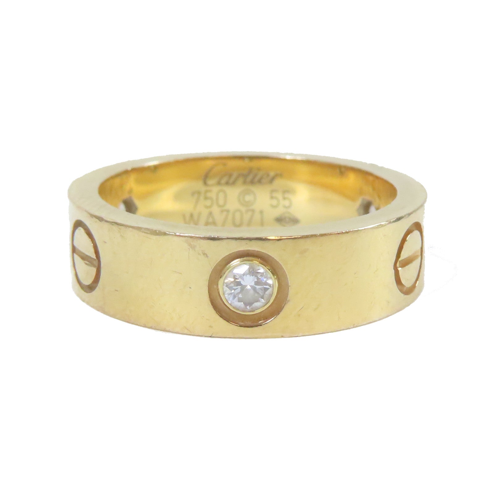 CARTIER 【激減優惠】18K黃金Love Ring 3 Diamond戒指金色US#7