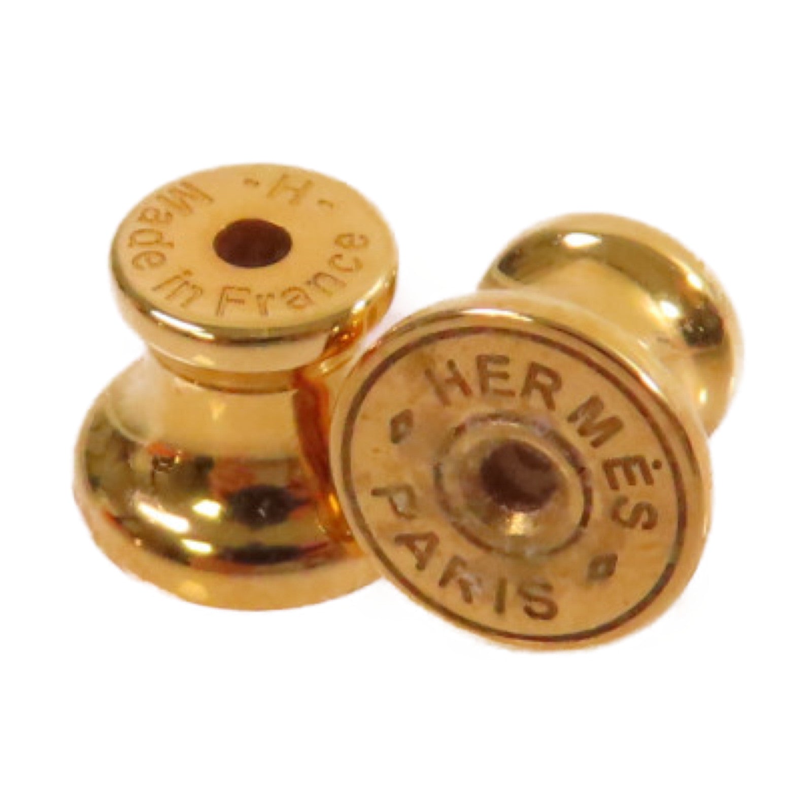 HERMES 金屬/琺瑯Mini Pop H Earrings白色
