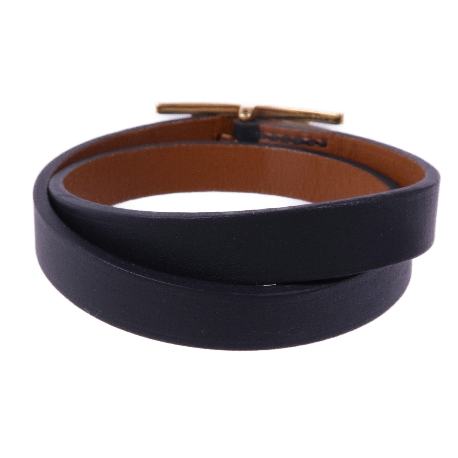 HERMES Swift皮革Behapi Bracelet金扣手帶Noir