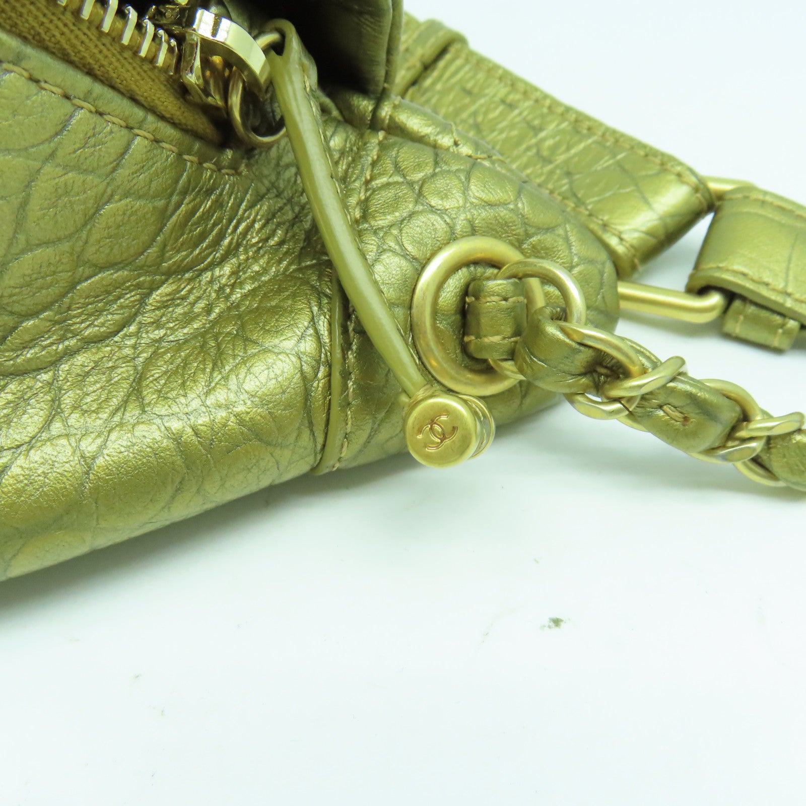 CHANEL 【激減優惠】菱格牛皮皮革Waist Bag金扣腰包金色