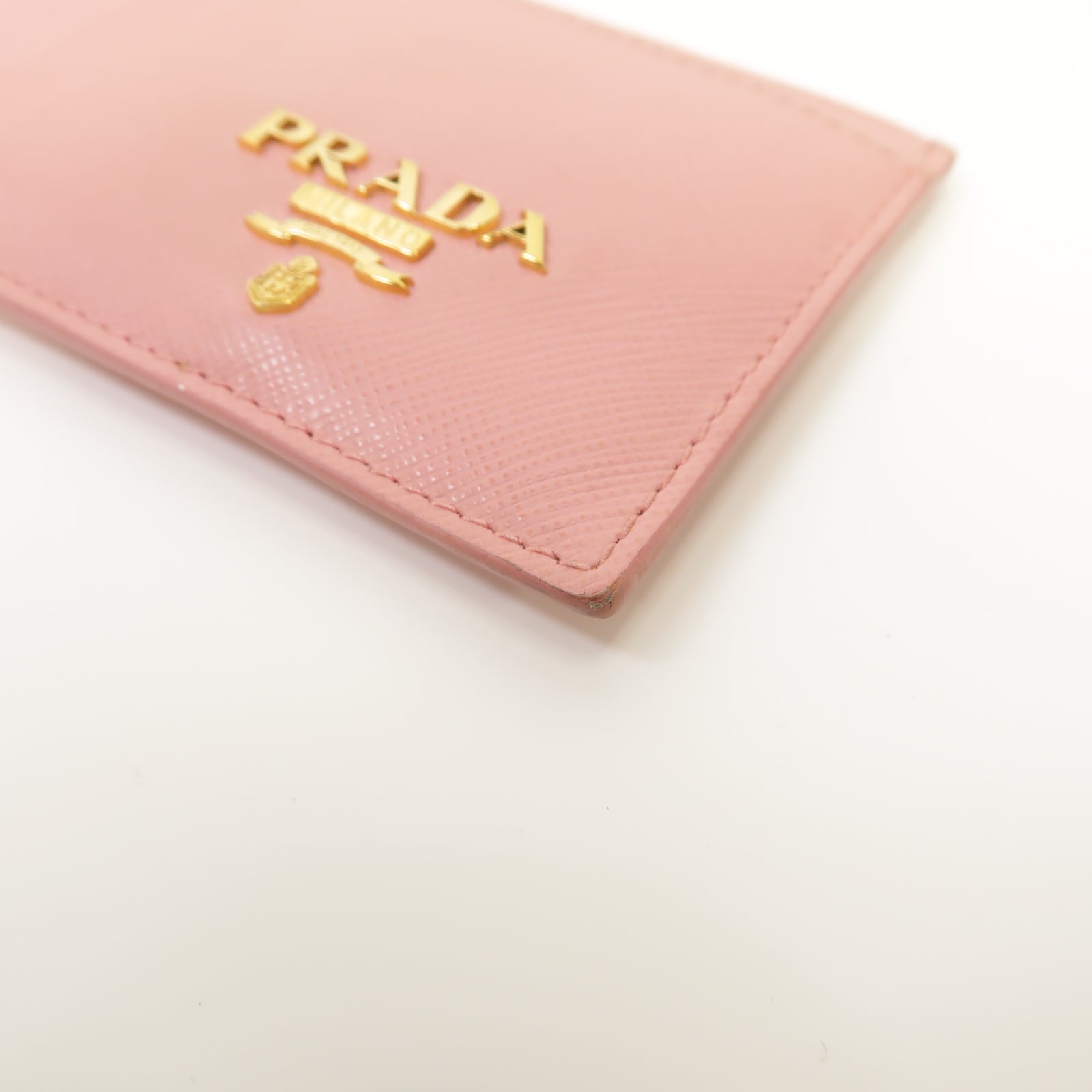 PRADA 【激減優惠】牛皮皮革Card Case金扣卡片套粉紅色