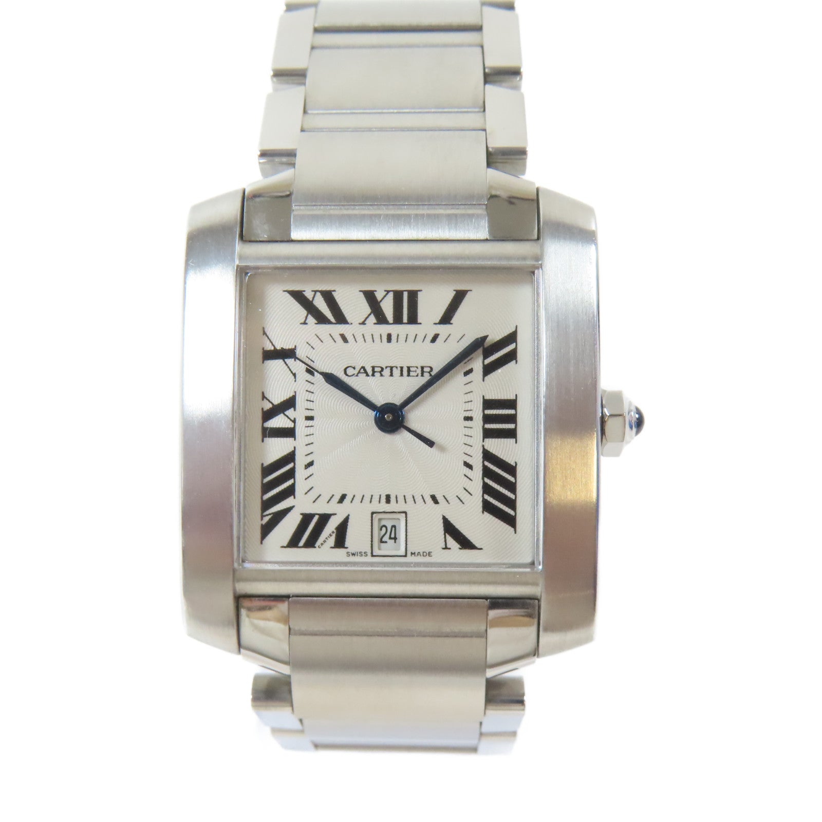 CARTIER Tank Francaise不鏽鋼手錶自動機芯白色#16.5cm