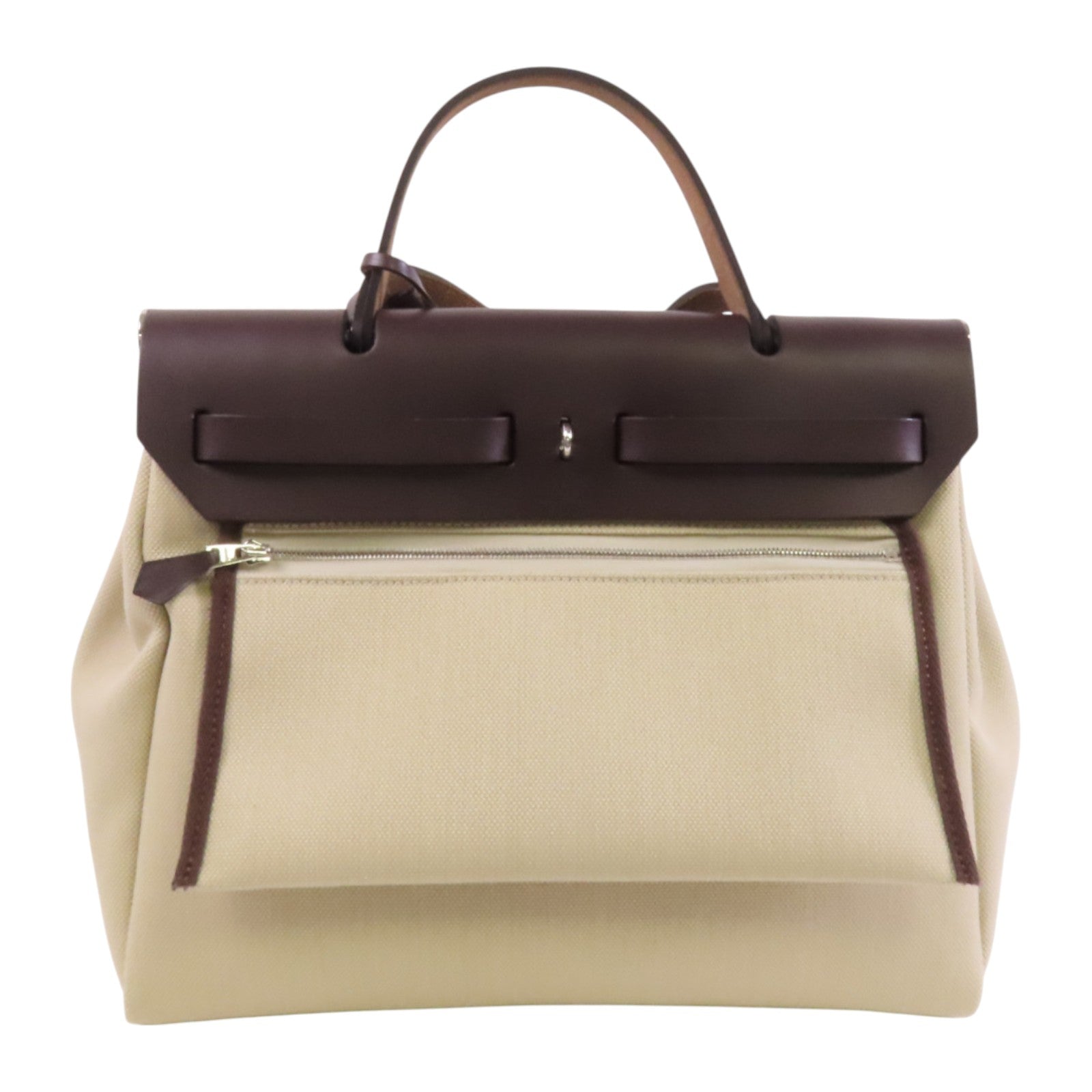 HERMES 帆布Herbag PM銀扣手挽肩背兩用袋