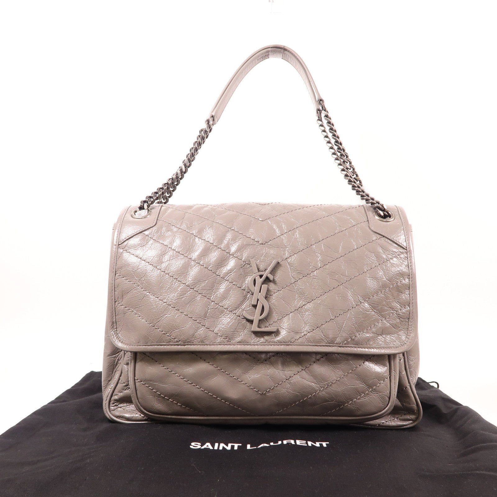 SAINT LAURENT 牛皮皮革Niki Large銀扣肩背袋