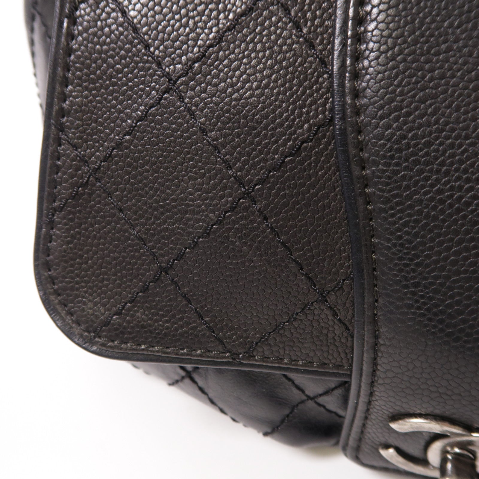CHANEL CC SHW Shoulder Bag Chain Calfskin Leather Black