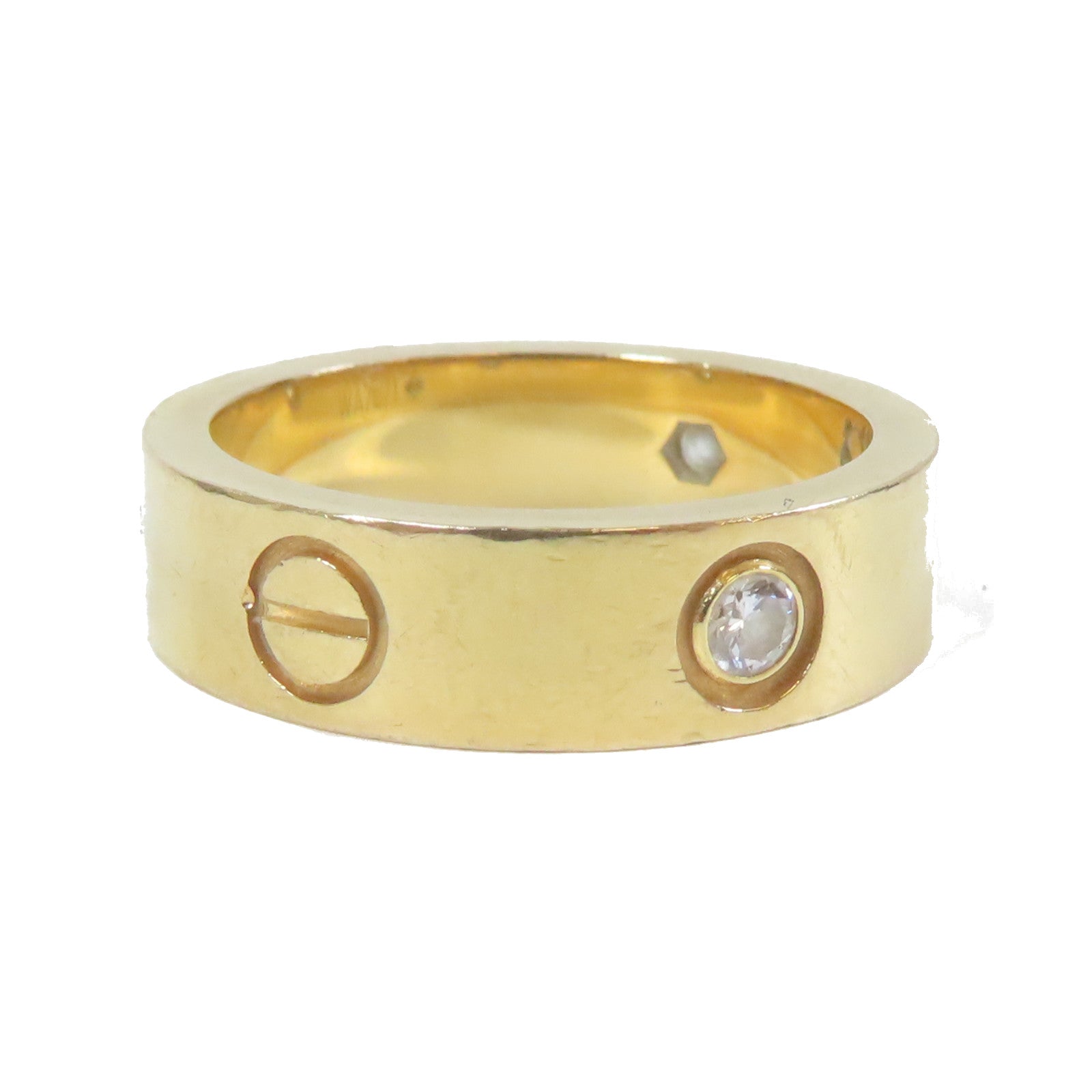 CARTIER 【激減優惠】18K黃金Love Ring 3 Diamond戒指金色US#7