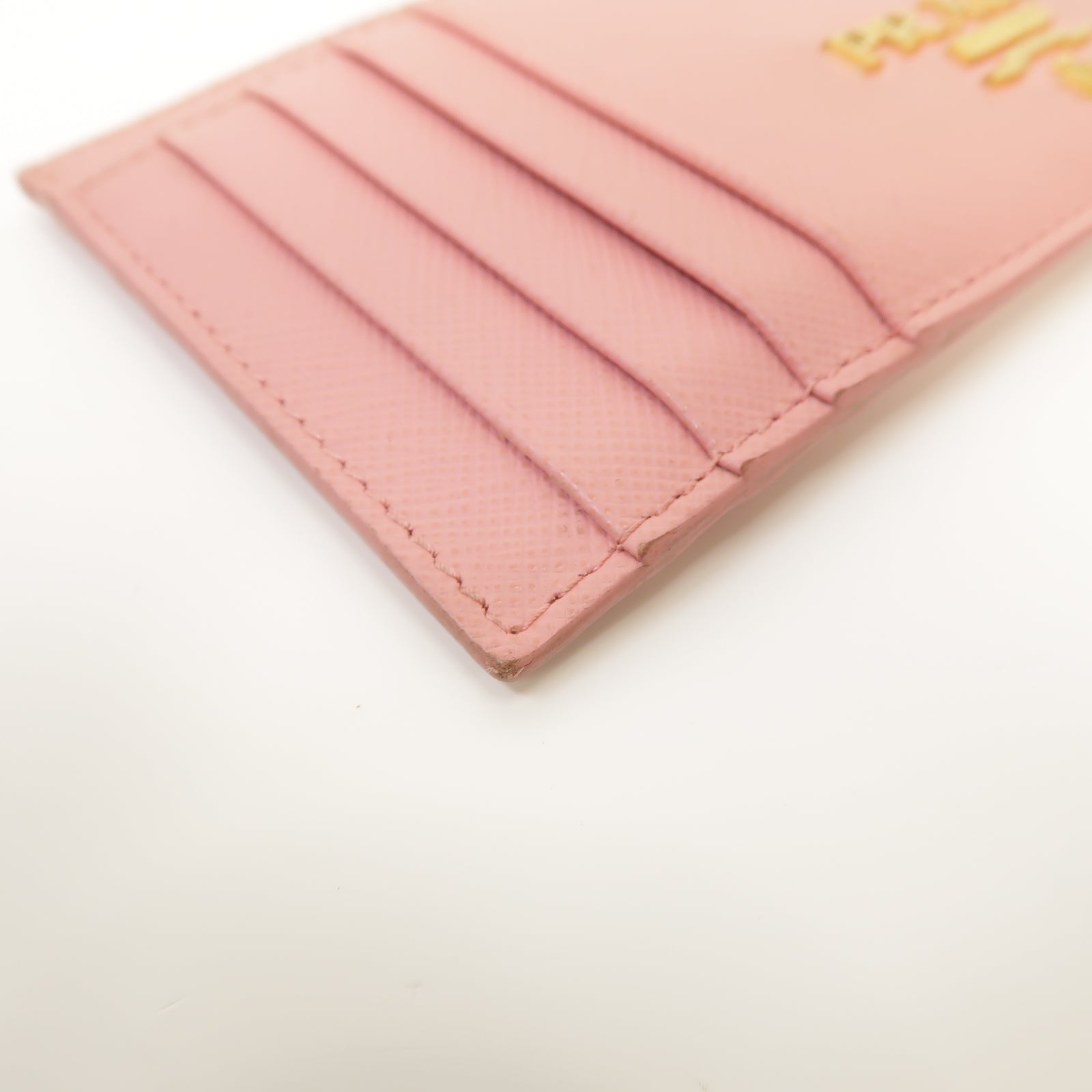 PRADA 【激減優惠】牛皮皮革Card Case金扣卡片套粉紅色