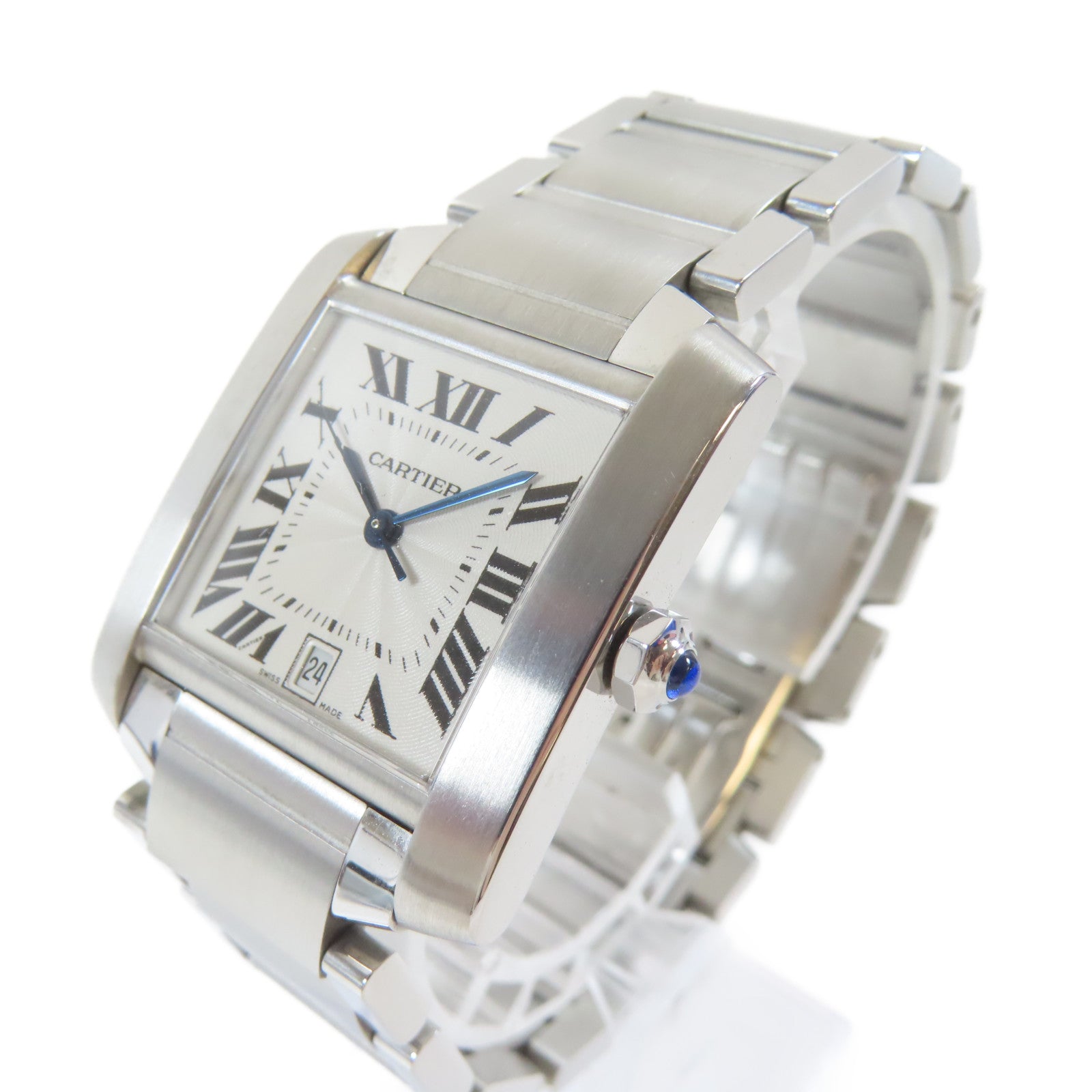 CARTIER Tank Francaise不鏽鋼手錶自動機芯白色#16.5cm