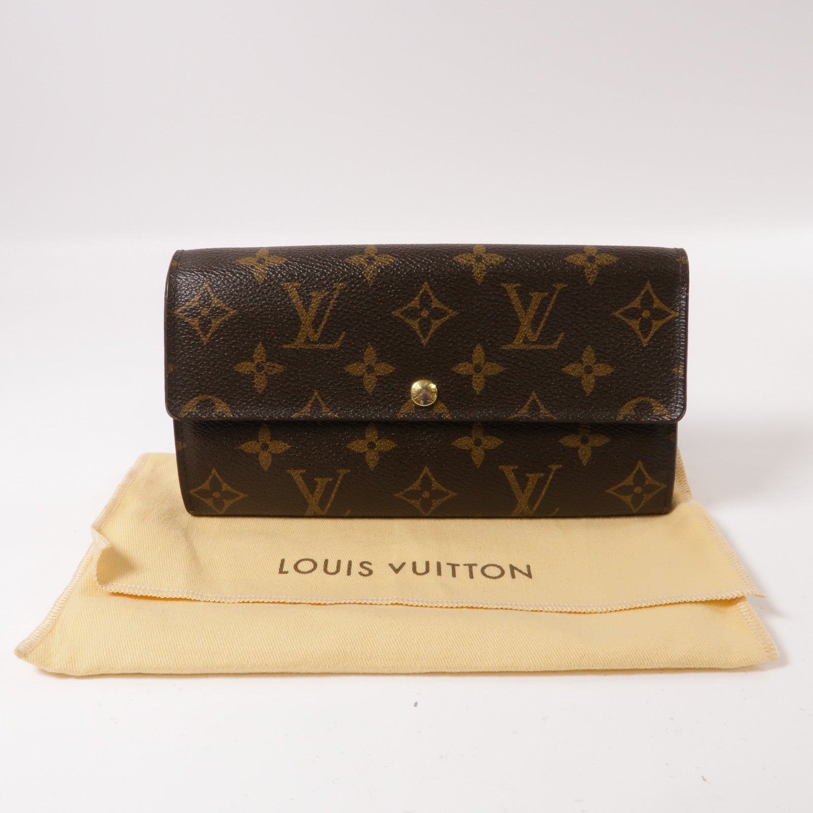 LOUIS VUITTON Monogram Long Wallet金扣長錢包啡色