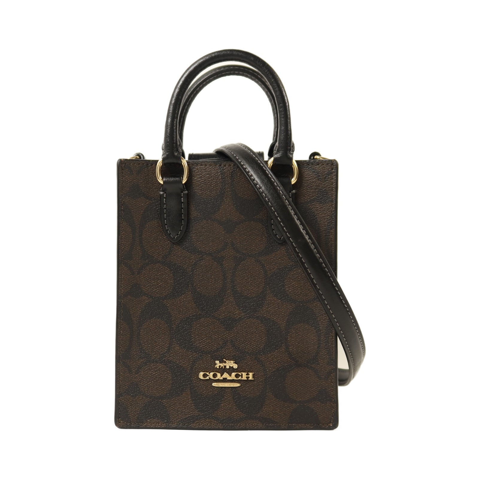COACH 【激減優惠】塗層帆布North South Mini Tote Bag金扣手挽肩背兩用袋