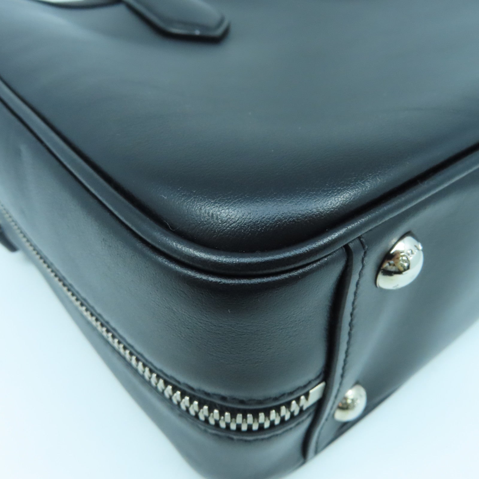 PRADA cowhide leather 2Way Bag silver buckle handle shoulder bag black