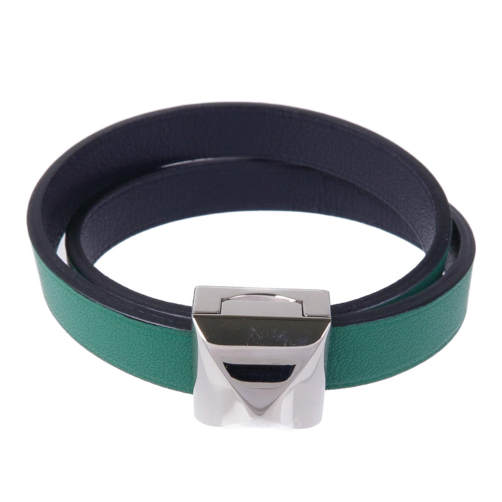 HERMES 【激減優惠】Swift皮革Medor Infini Double Tour Bracelet銀扣手鐲