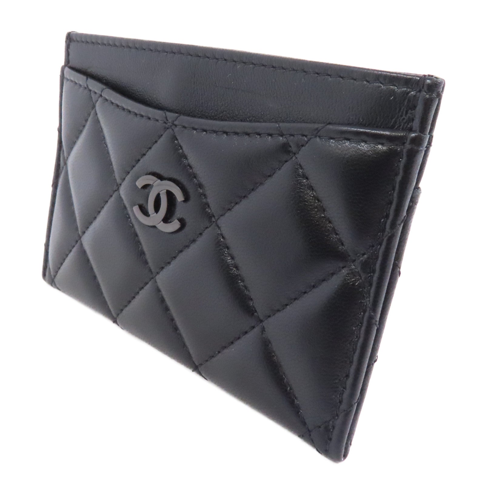 CHANEL 菱格羊皮皮革Card Case卡片套黑色