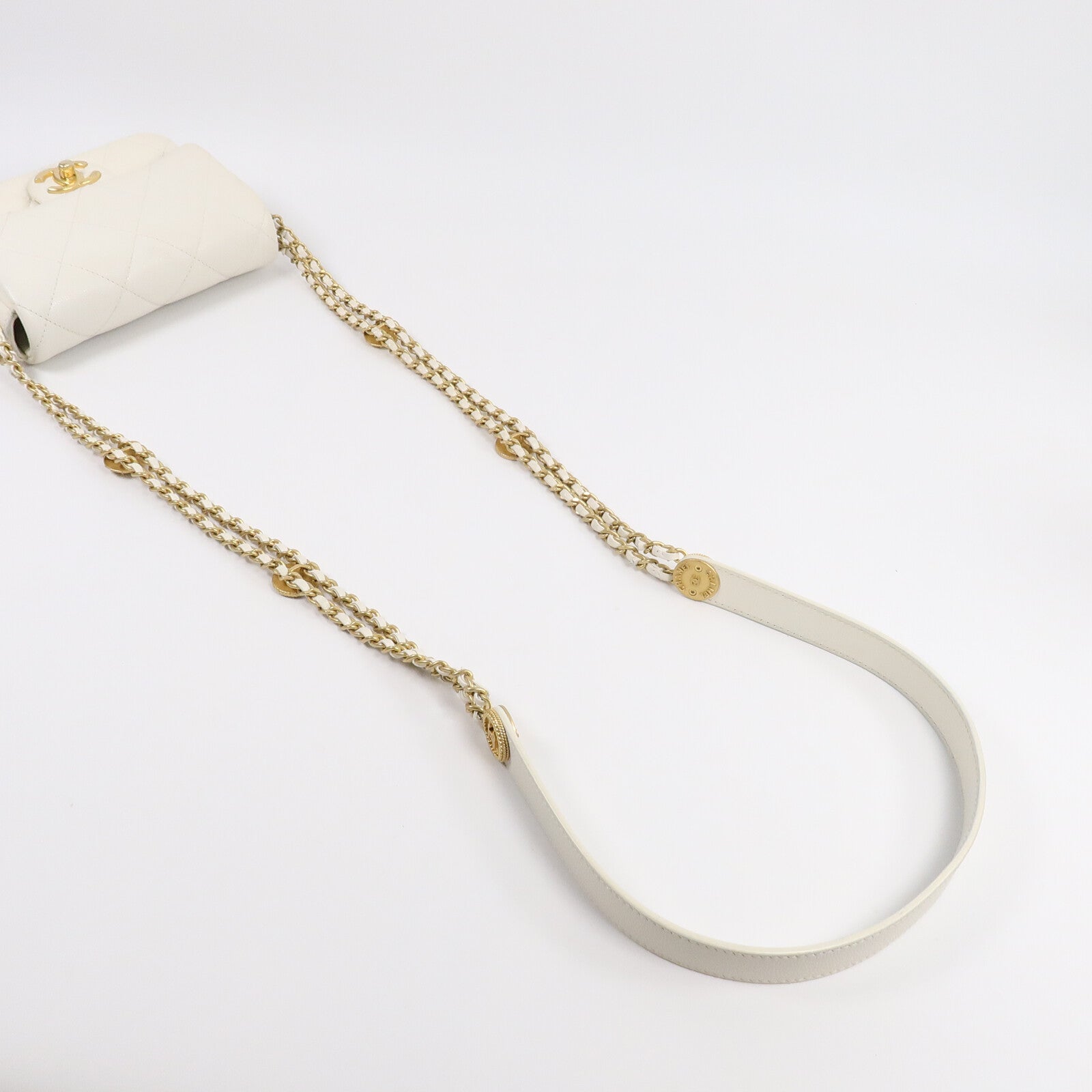 CHANEL 牛皮皮革Mini Coins Flap鏈帶肩背袋
