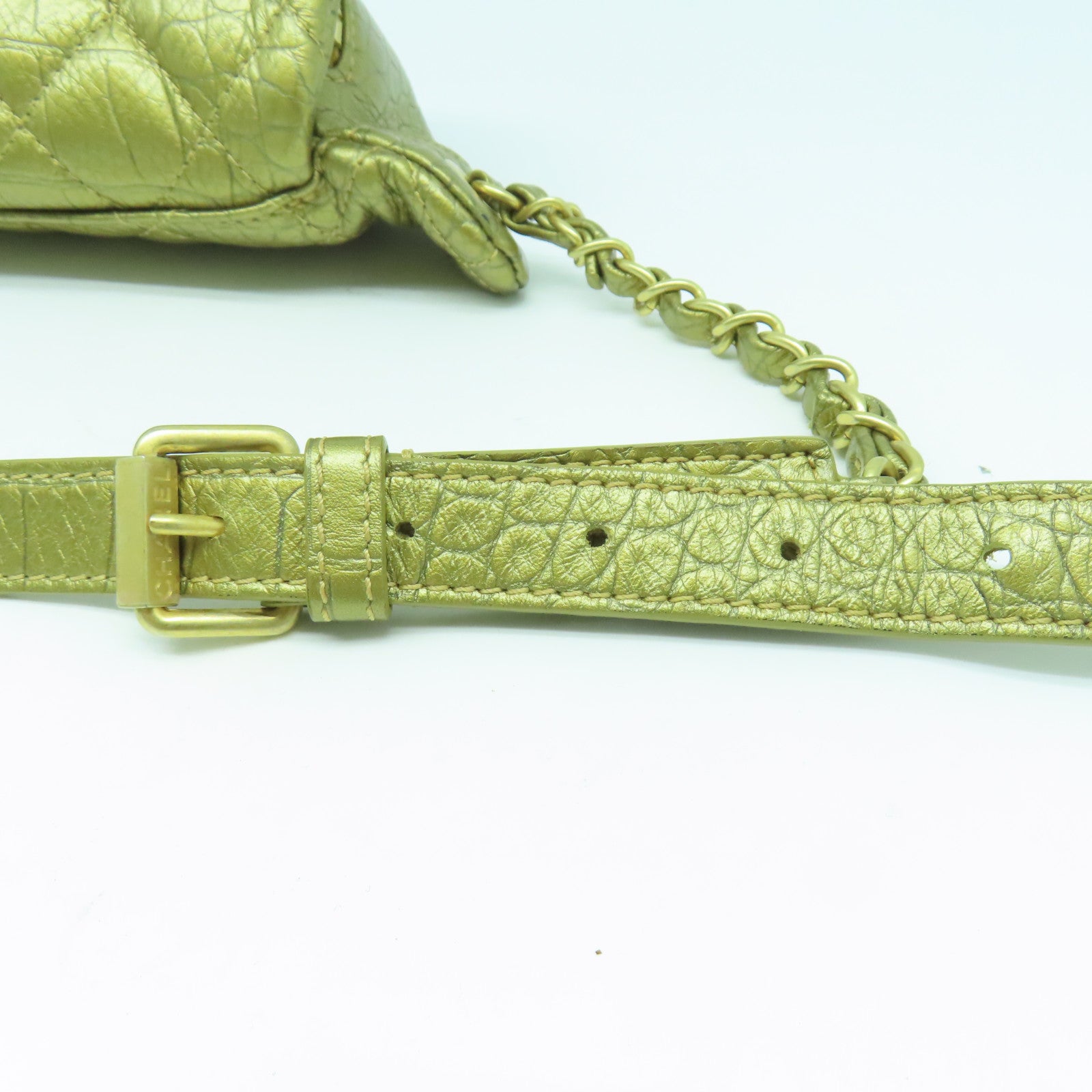 CHANEL 【激減優惠】菱格牛皮皮革Waist Bag金扣腰包金色