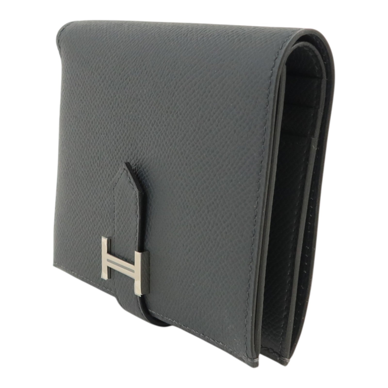HERMES Epsom皮革Bearn Wallet銀扣錢包Grie Misty