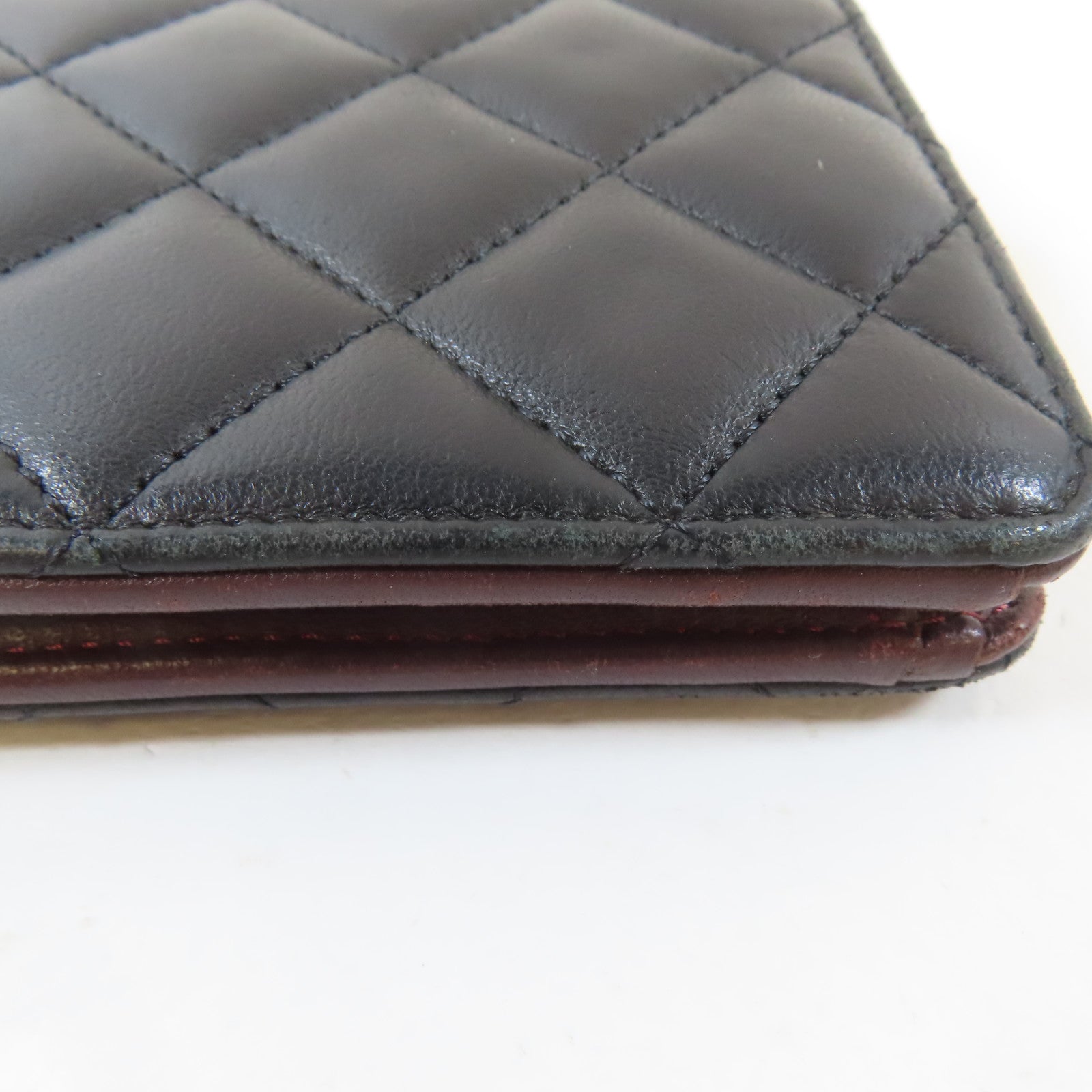 CHANEL 菱格羊皮皮革Long Wallet銀扣長錢包黑色