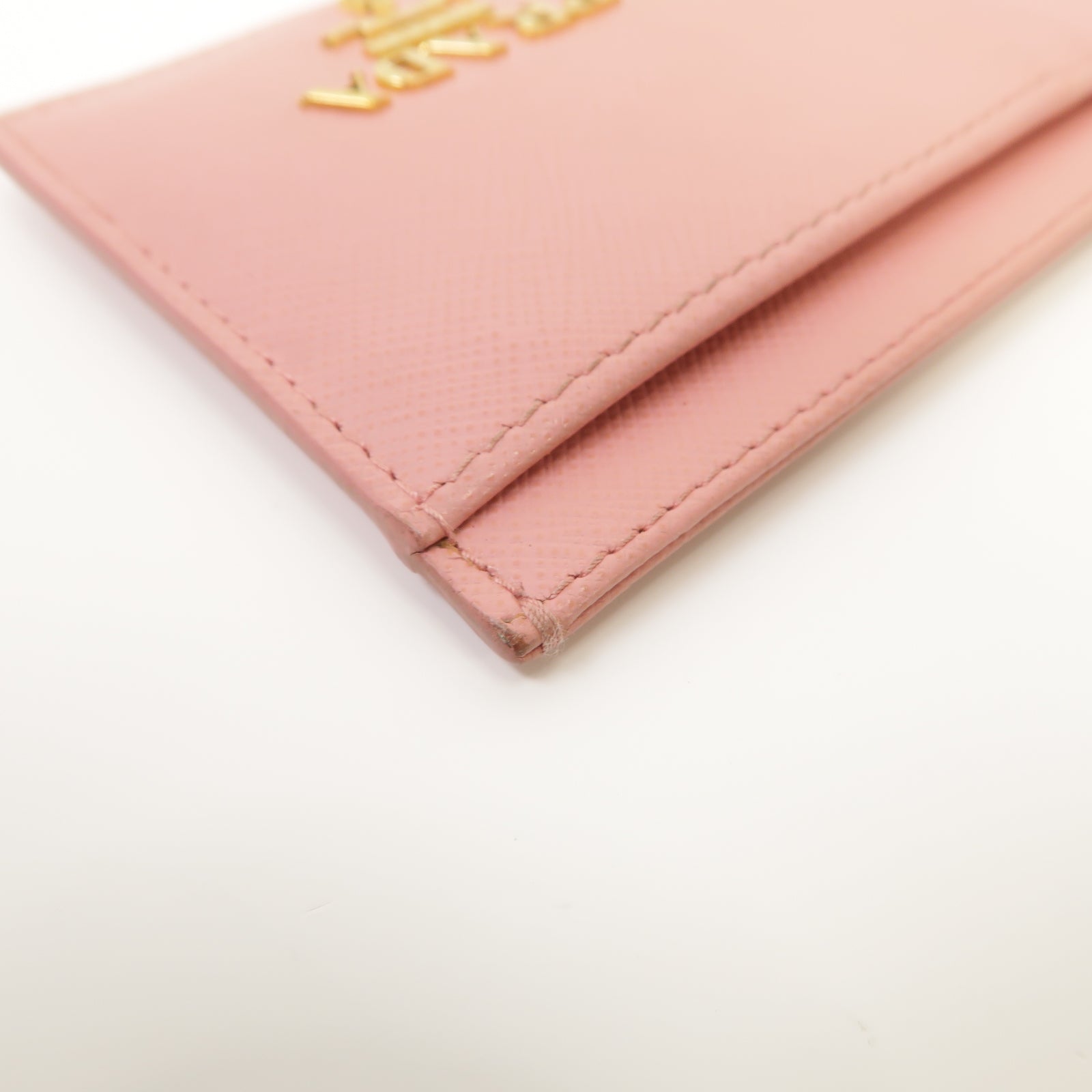 PRADA 【激減優惠】牛皮皮革Card Case金扣卡片套粉紅色