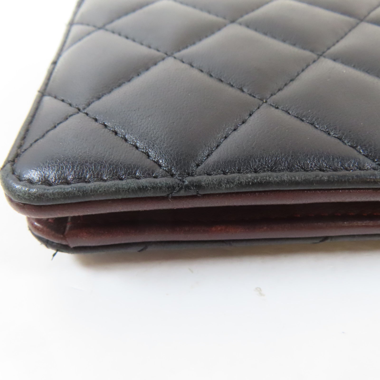 CHANEL 菱格羊皮皮革Long Wallet銀扣長錢包黑色