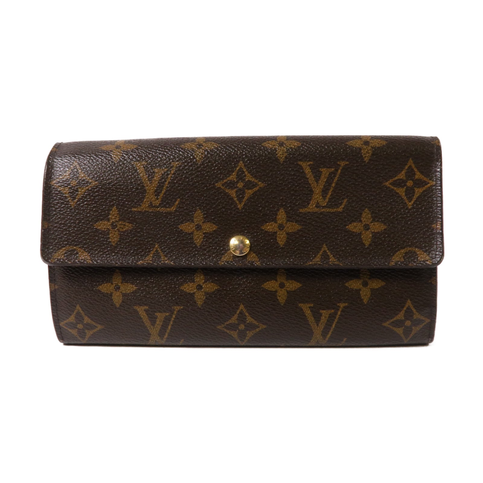 LOUIS VUITTON Monogram Long Wallet金扣長錢包啡色