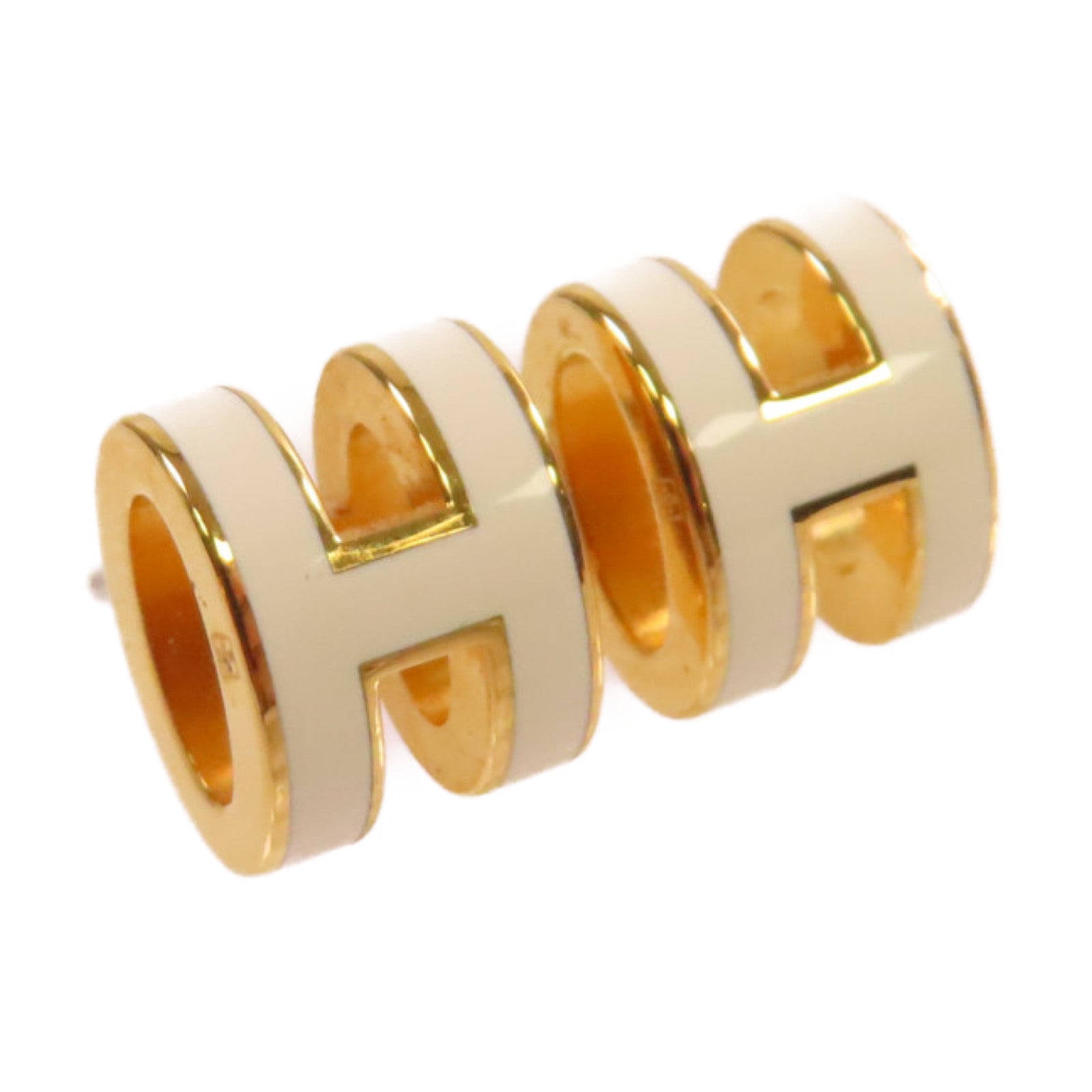 HERMES 金屬/琺瑯Mini Pop H Earrings白色