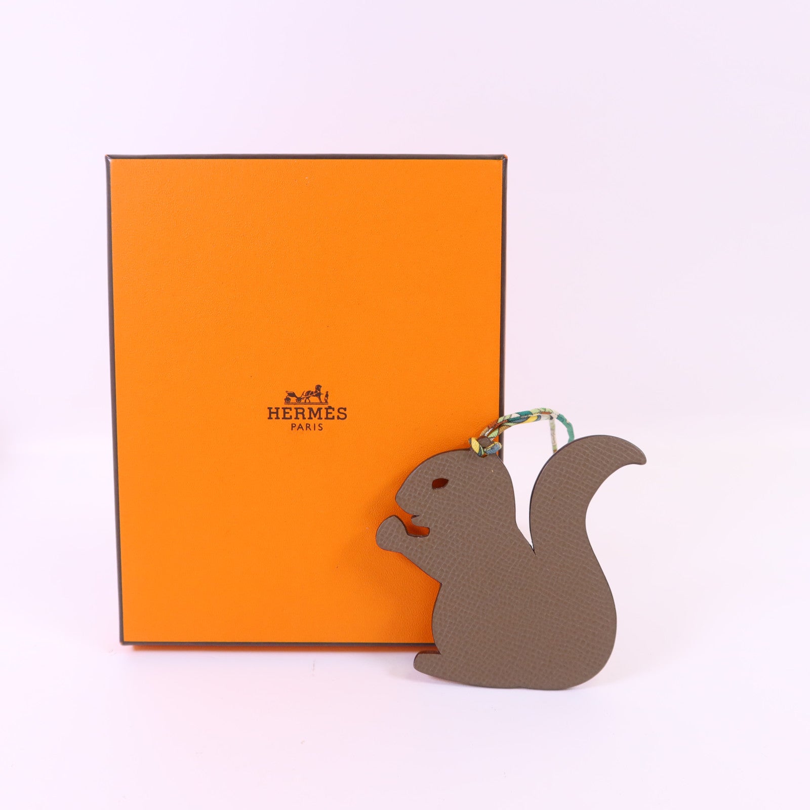 HERMES Clemence皮革Petit H Squirrel Charm掛飾