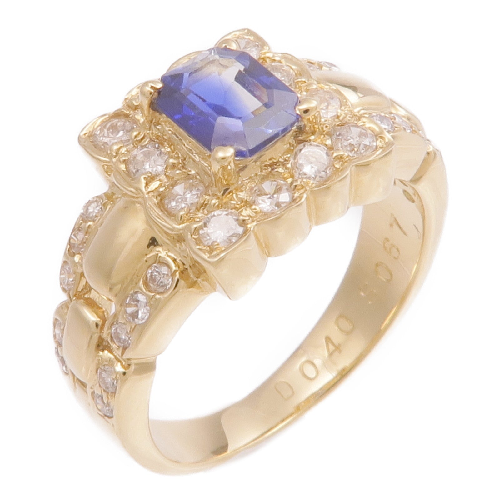 JEWELRY 【激減優惠】18K黃金Sapphire Diamond Ring藍寶石/鑽石戒指US#4.5