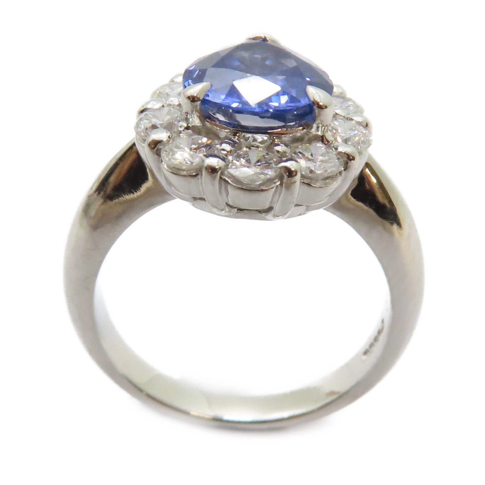JEWELRY PT900鉑金Sapphire Diamond Ring 1.892ct藍寶石/0.752ct鑽石戒指US#5.75