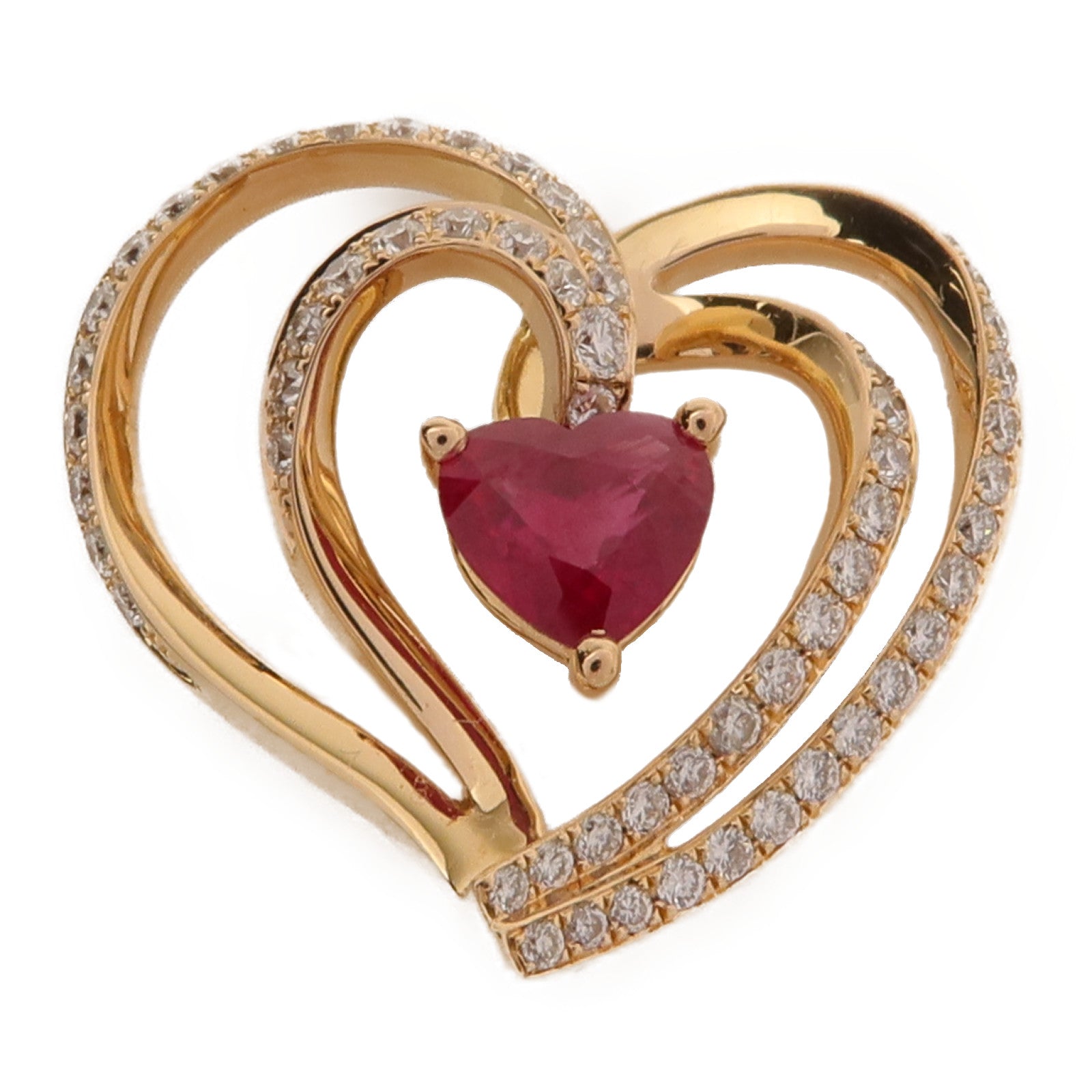 JEWELRY 18K玫瑰金Ruby Diamond Pendant紅寶石/鑽石吊墜