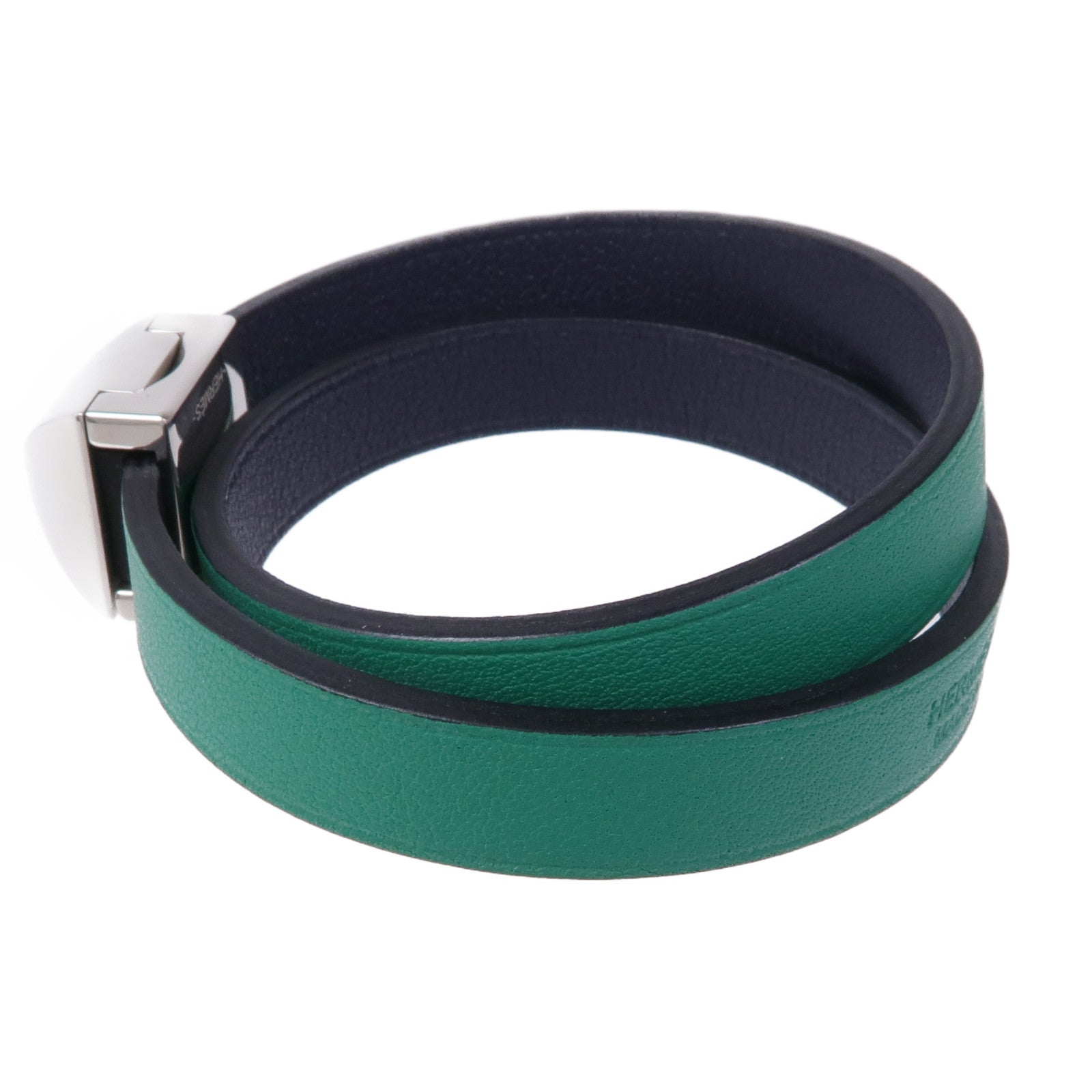 HERMES 【激減優惠】Swift皮革Medor Infini Double Tour Bracelet銀扣手鐲