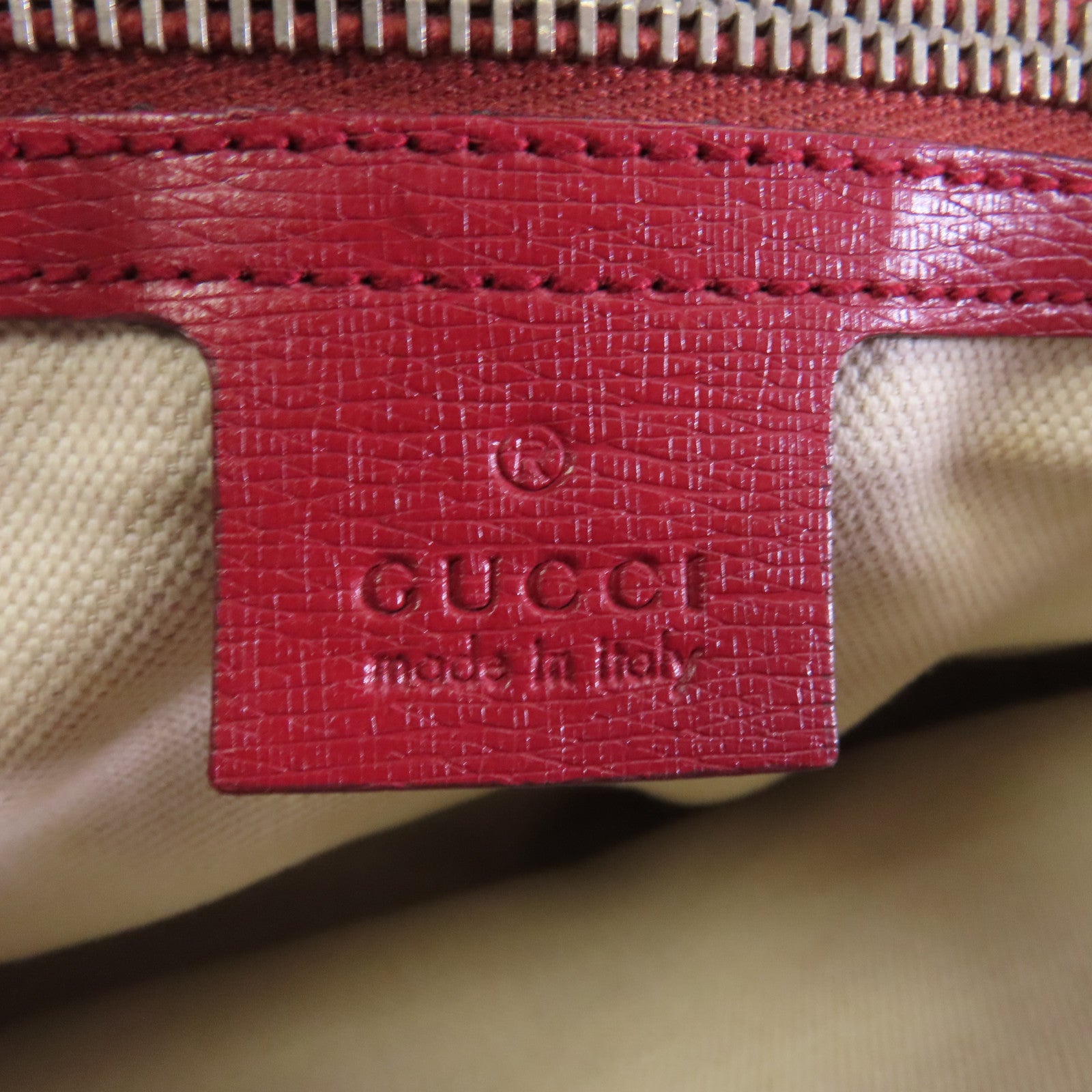 GUCCI 牛皮皮革2 Way Shoulder銀扣手挽肩背兩用袋紅色