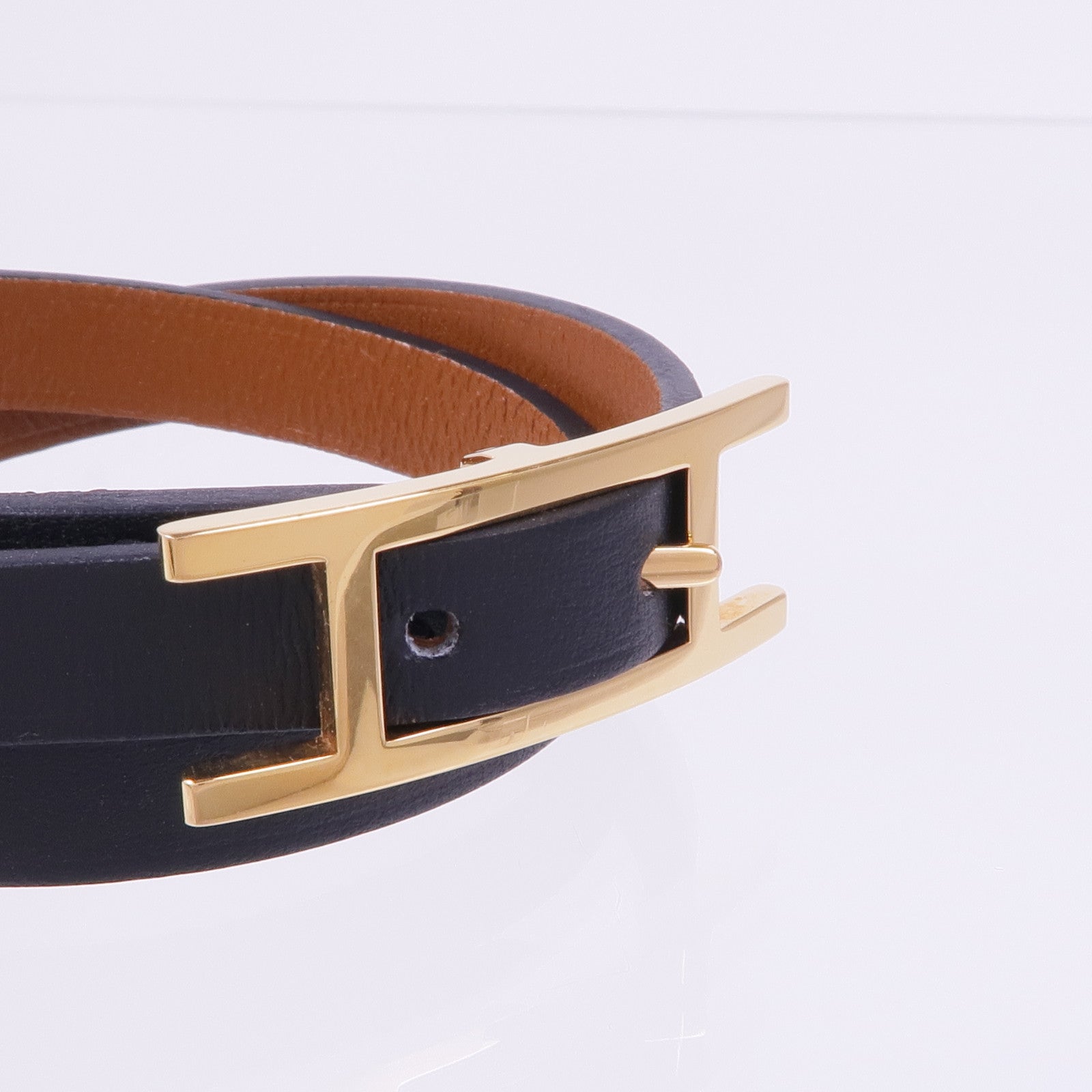 HERMES Swift皮革Behapi Bracelet金扣手帶Noir