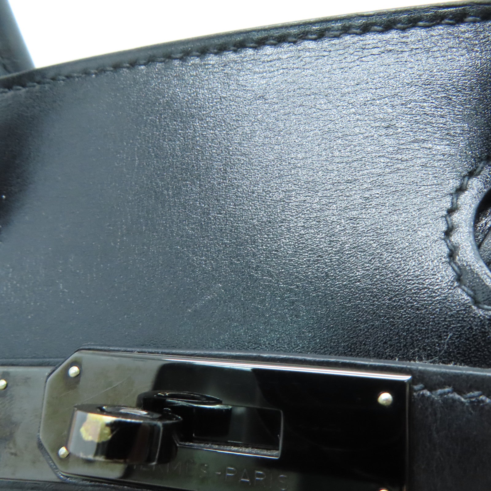 HERMES Box Calf皮革Birkin 30 So Black手挽袋黑色