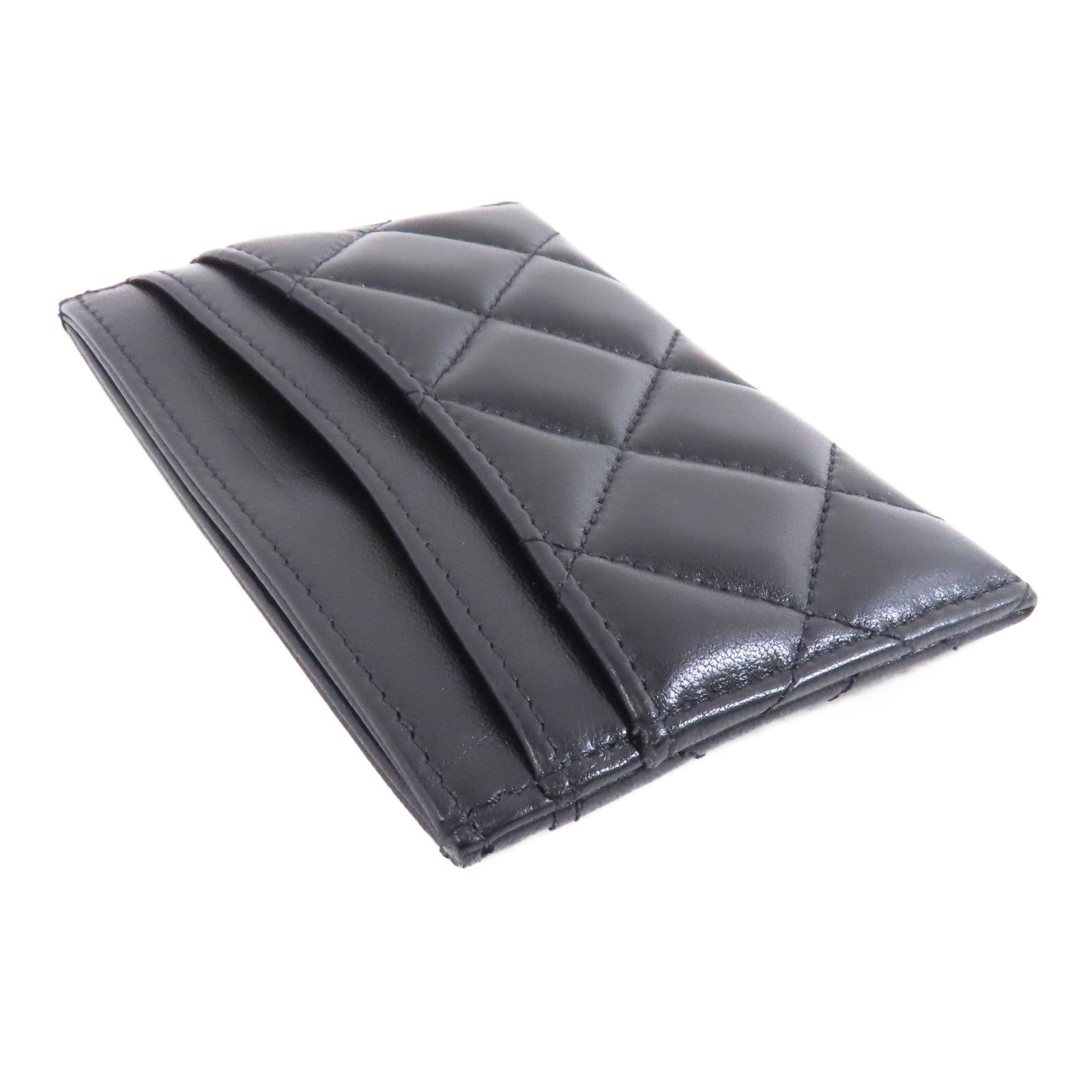 CHANEL 菱格羊皮皮革Card Case卡片套黑色