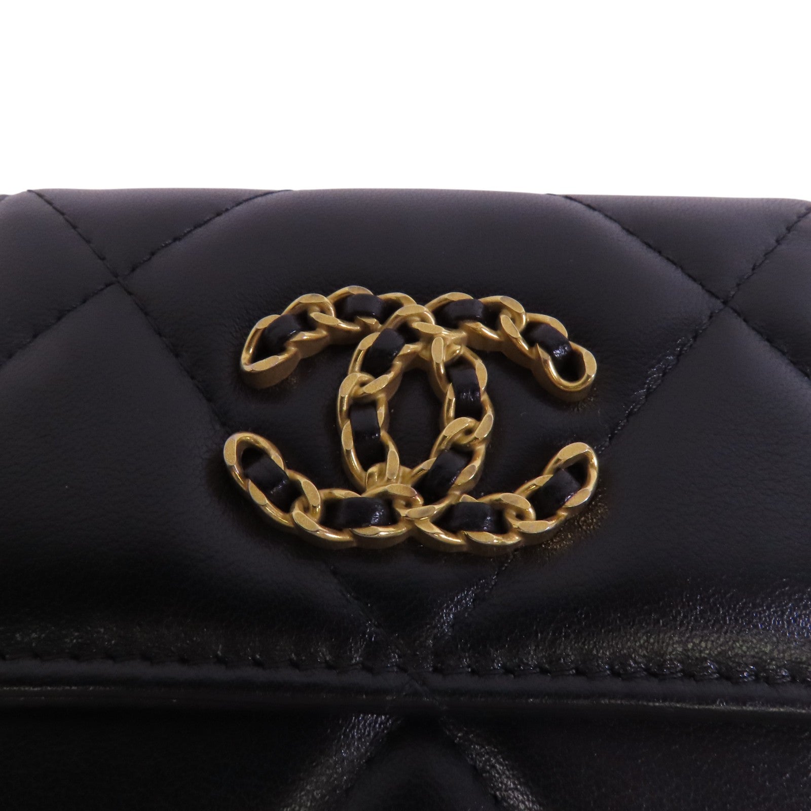 CHANEL 羊皮皮革Chanel 19 Small Wallet金扣短錢包