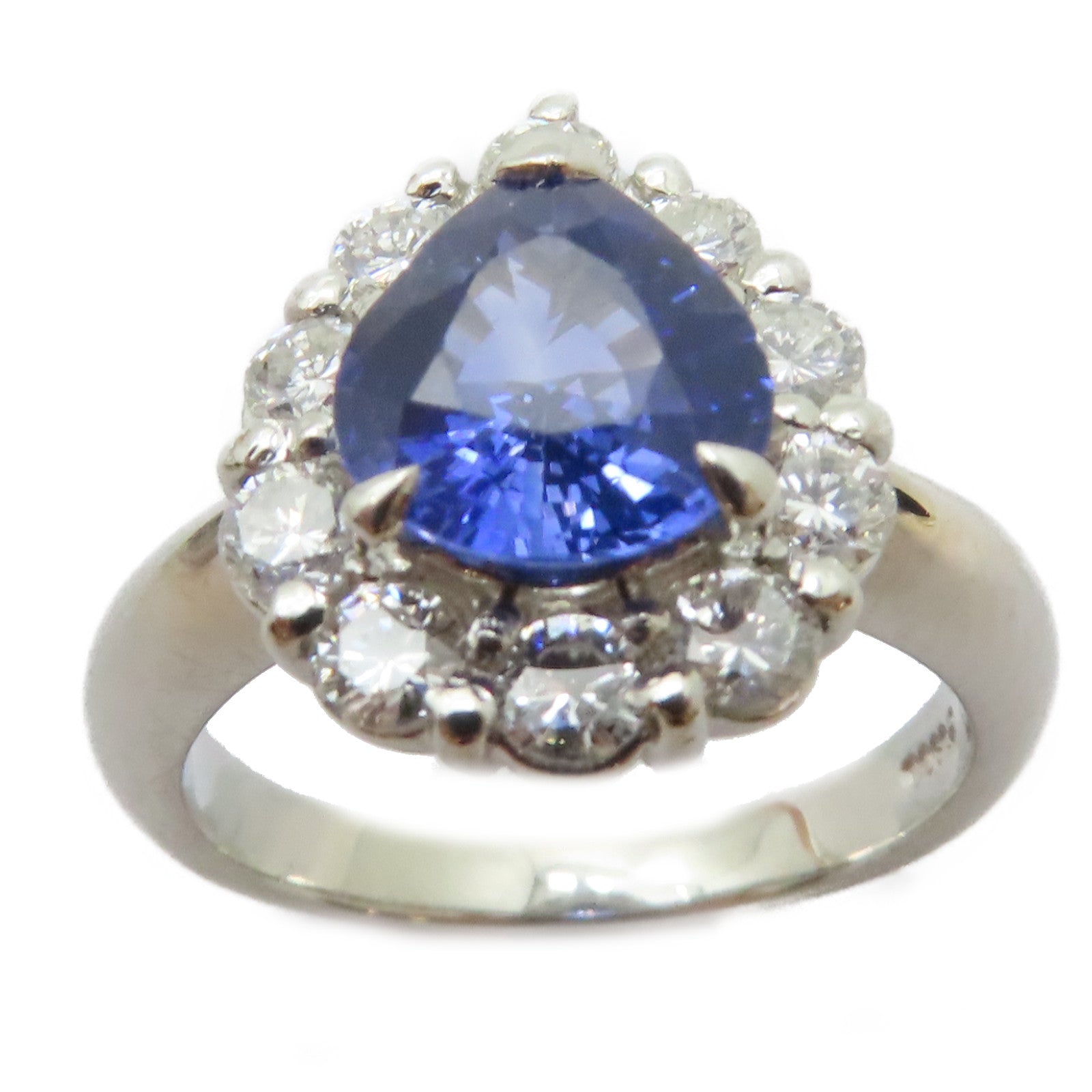 JEWELRY PT900鉑金Sapphire Diamond Ring 1.892ct藍寶石/0.752ct鑽石戒指US#5.75