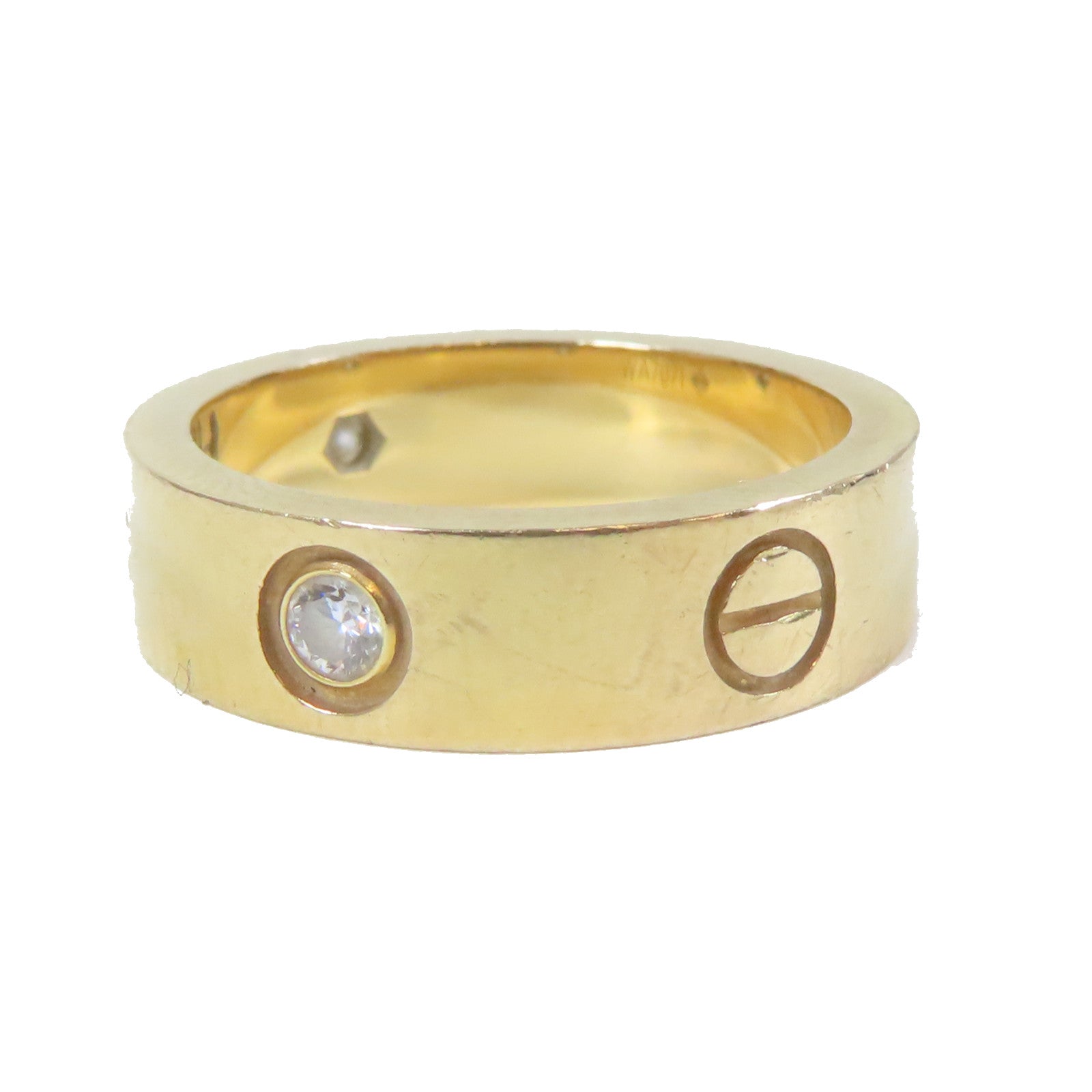 CARTIER 【激減優惠】18K黃金Love Ring 3 Diamond戒指金色US#7