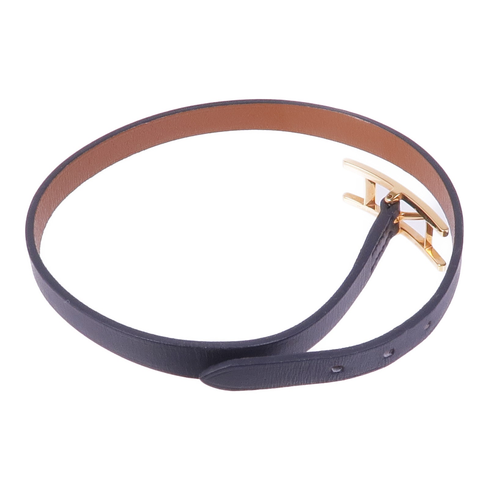 HERMES Swift皮革Behapi Bracelet金扣手帶Noir