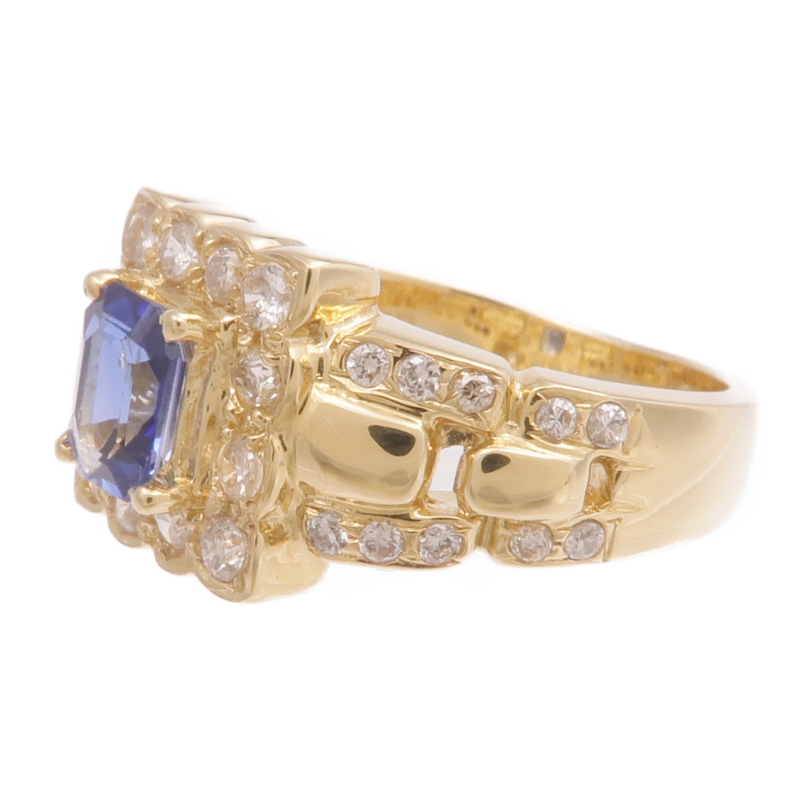 JEWELRY 【激減優惠】18K黃金Sapphire Diamond Ring藍寶石/鑽石戒指US#4.5