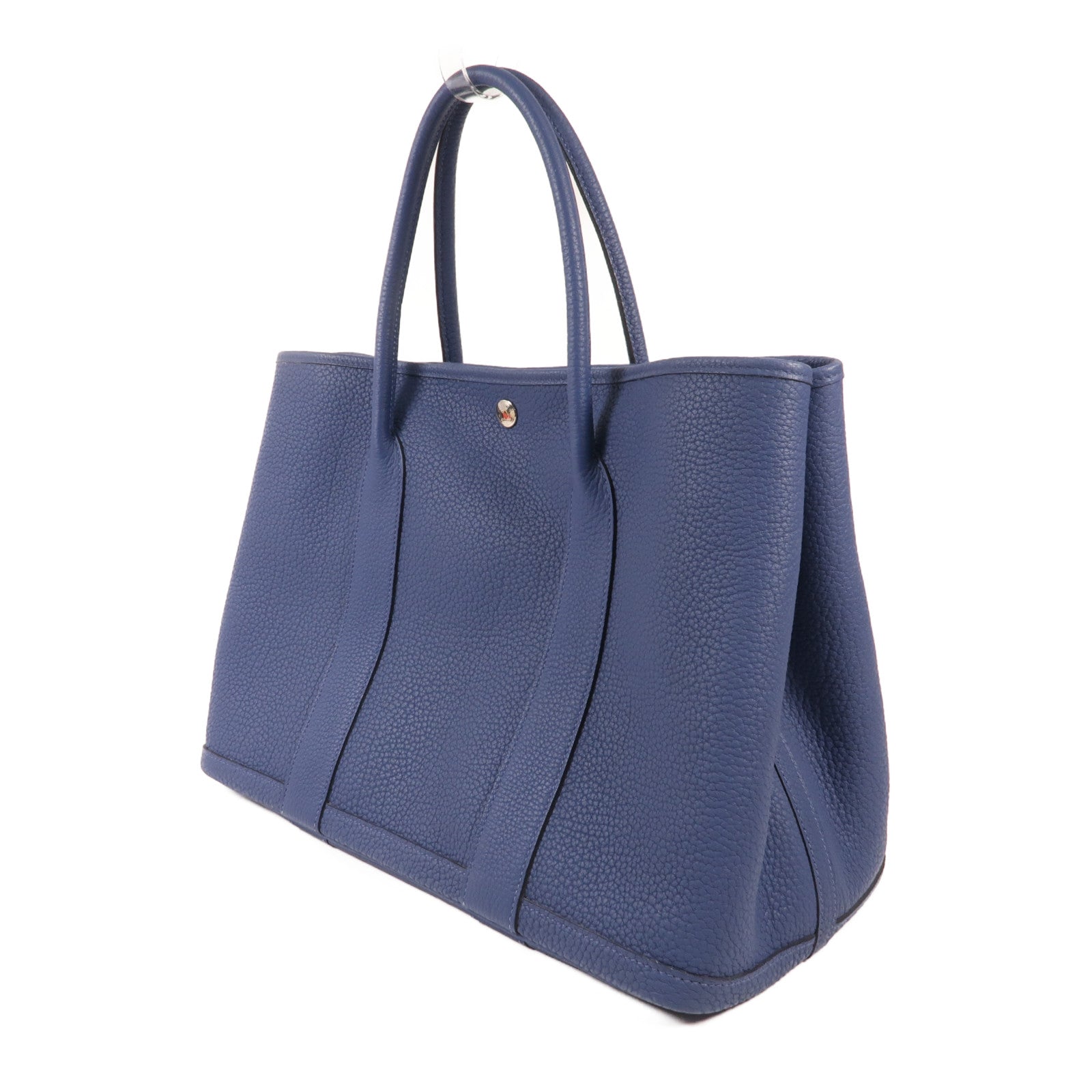 HERMES Negonda皮革Garden Party PM銀扣手挽袋Bleu Agate