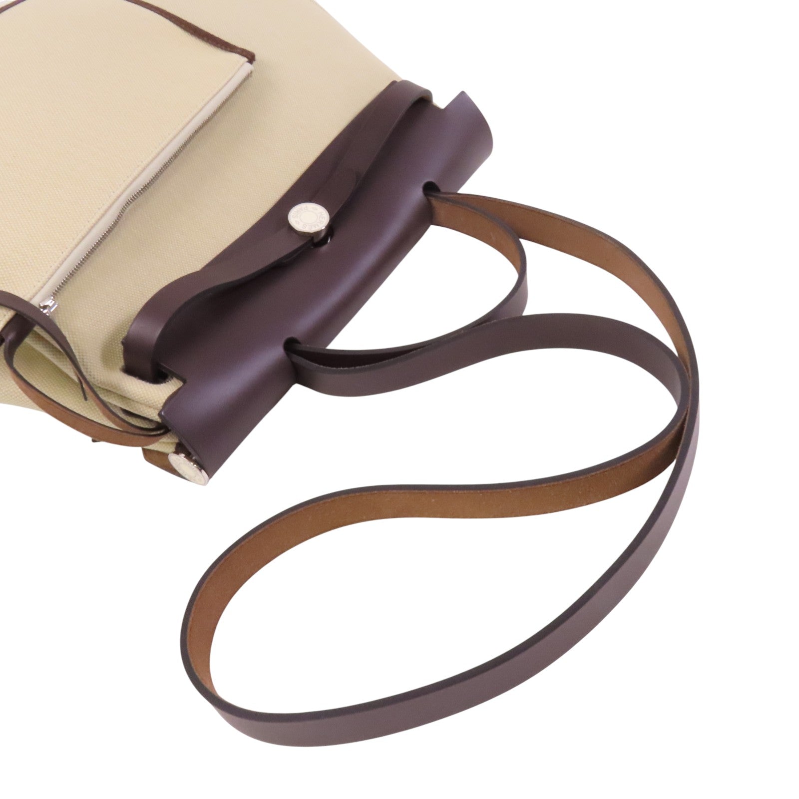 HERMES 帆布Herbag PM銀扣手挽肩背兩用袋
