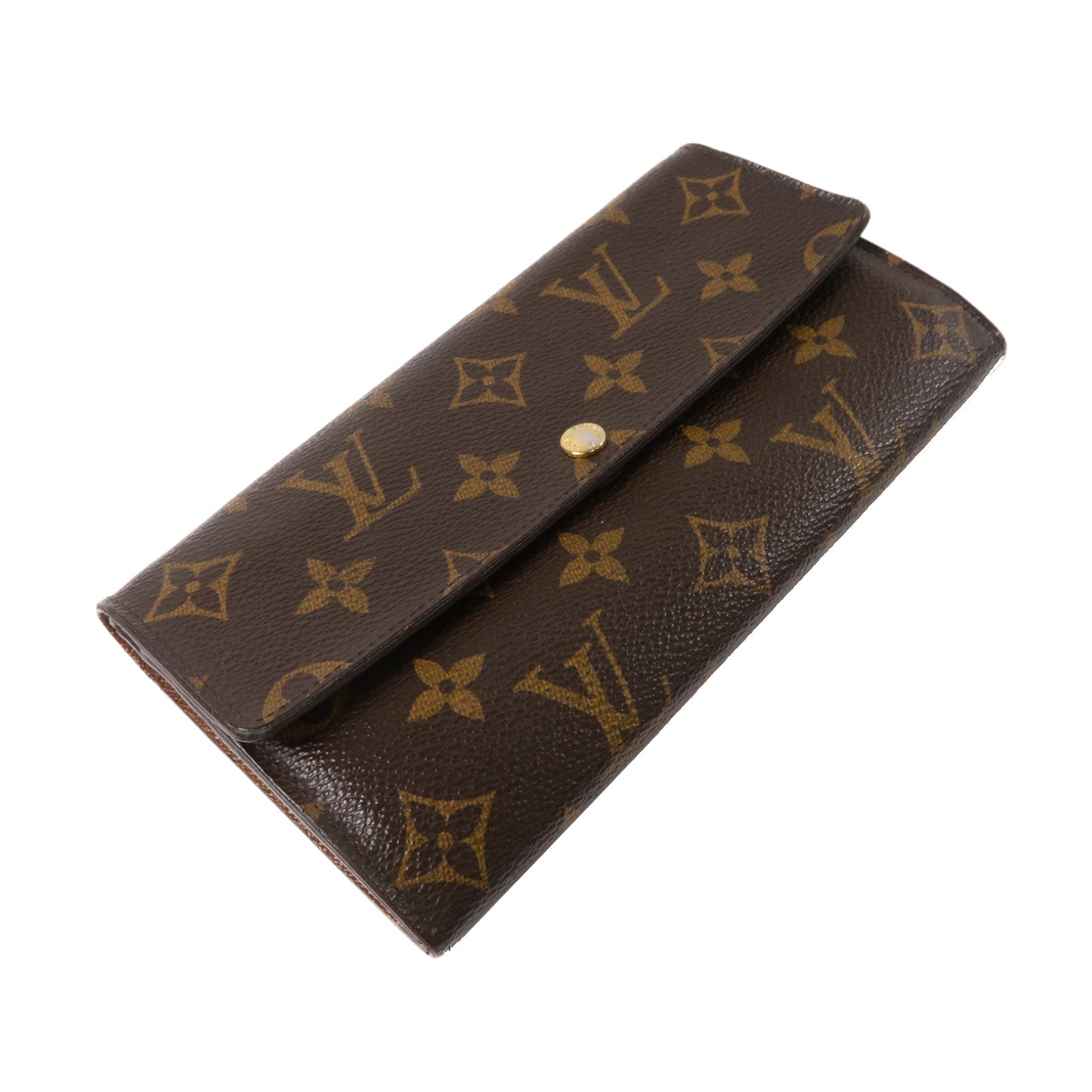 LOUIS VUITTON Monogram Long Wallet金扣長錢包啡色