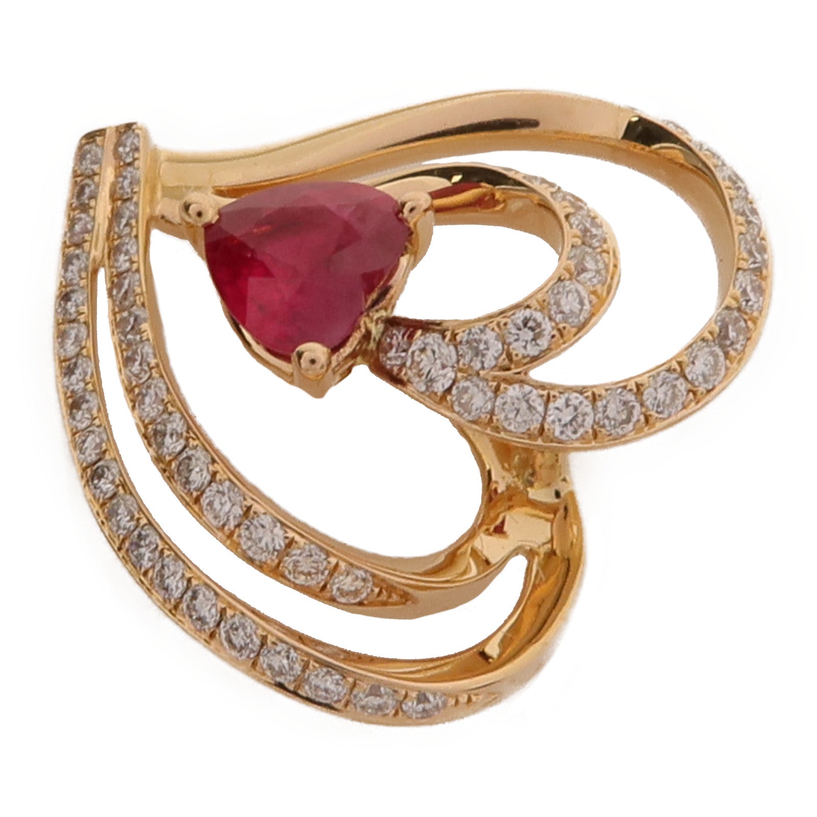 JEWELRY 18K玫瑰金Ruby Diamond Pendant紅寶石/鑽石吊墜