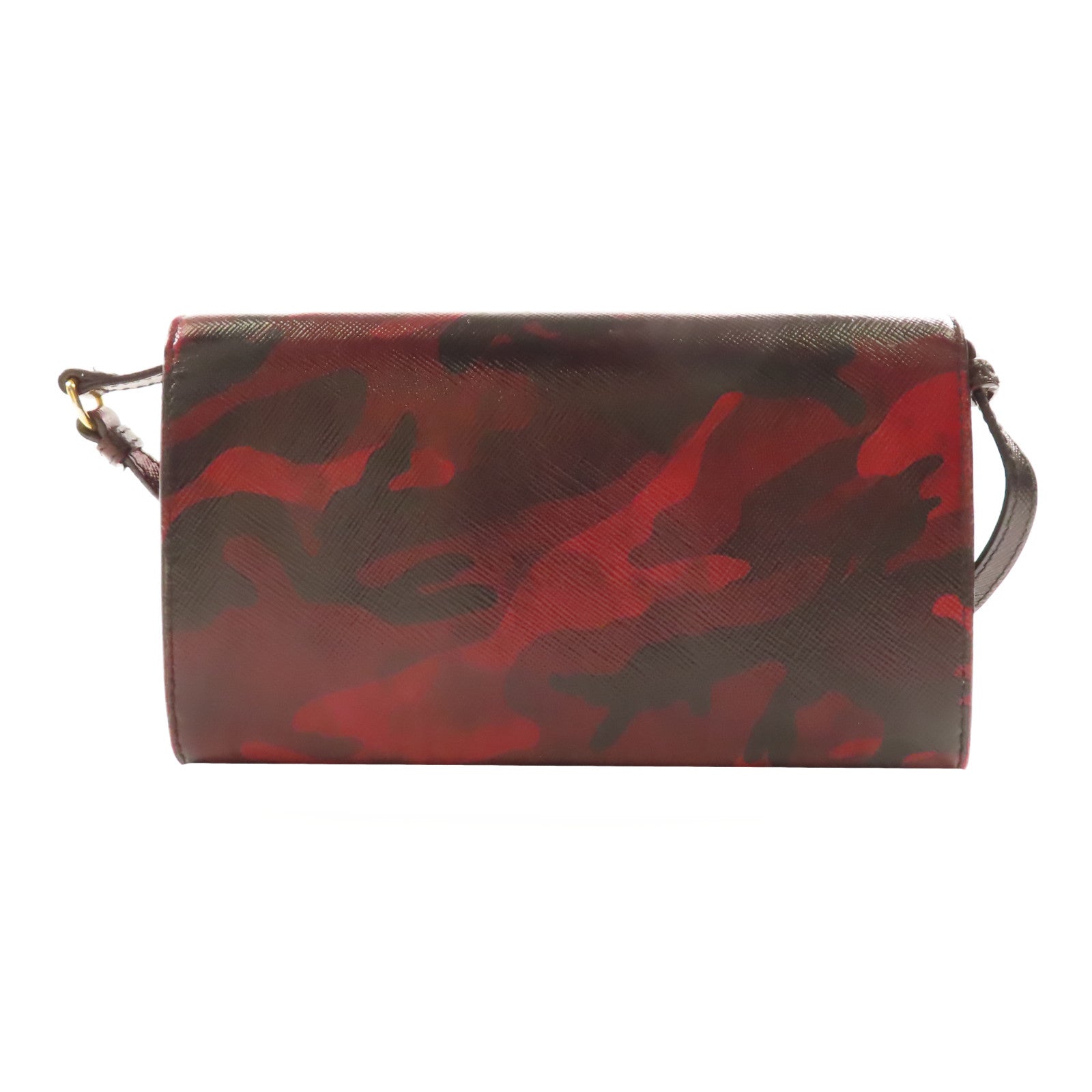 PRADA Saffiano皮革Shoulder Bag金扣肩背袋紅色/黑色
