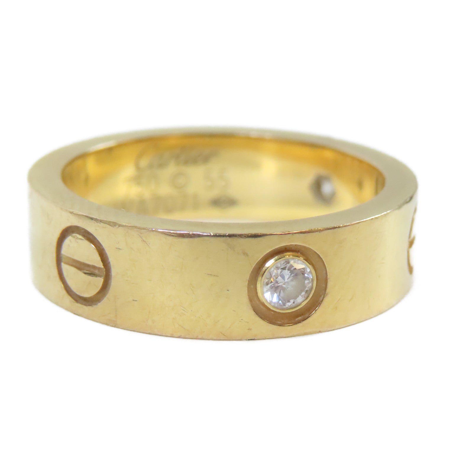 CARTIER 【激減優惠】18K黃金Love Ring 3 Diamond戒指金色US#7