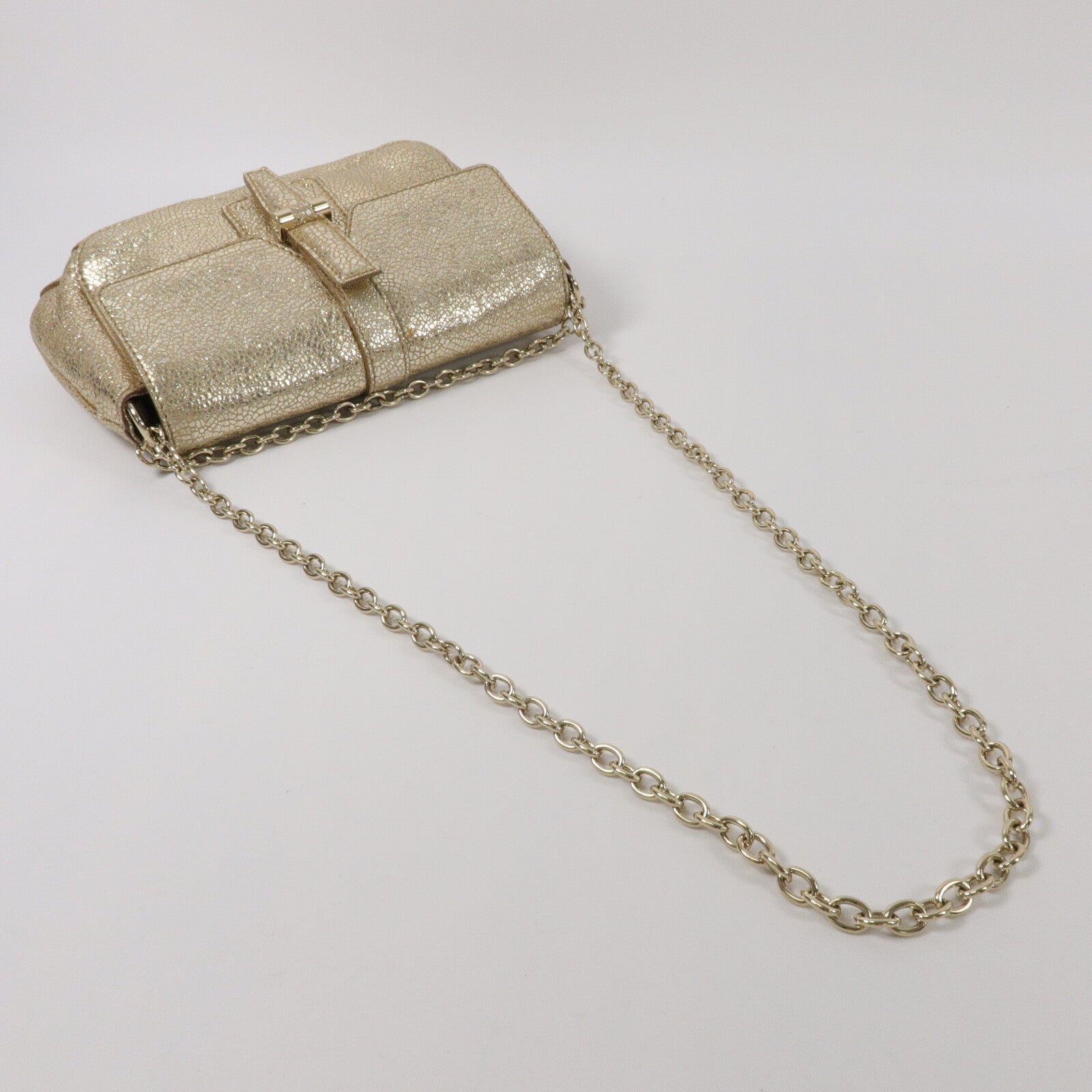 YVES SAINT LAURENT 牛皮皮革Shearling Flap Chain Shoulder Bag鏈帶肩背袋