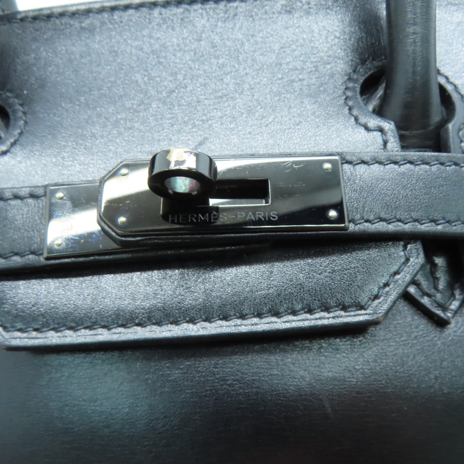 HERMES Box Calf皮革Birkin 30 So Black手挽袋黑色