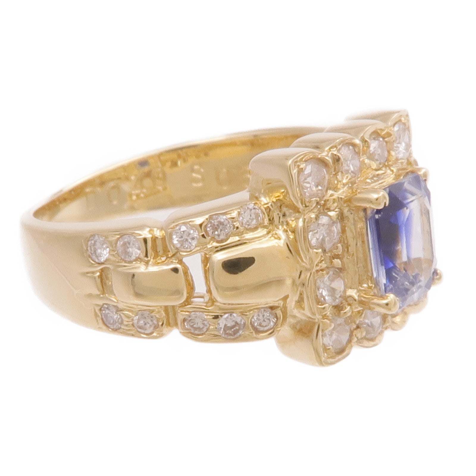 JEWELRY 【激減優惠】18K黃金Sapphire Diamond Ring藍寶石/鑽石戒指US#4.5